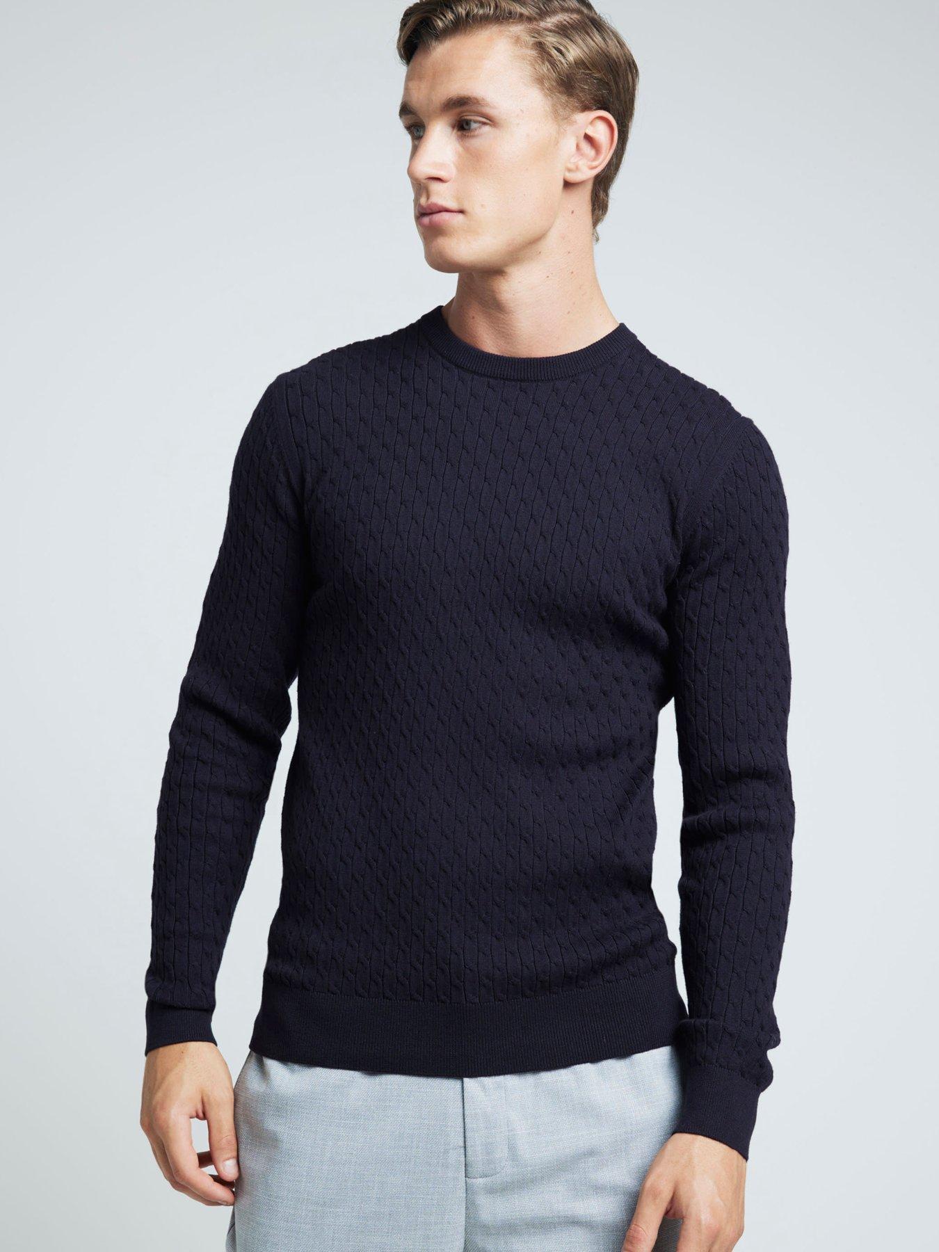 river-island-river-island-long-sleeve-muscle-cable-knitted-jumper-navy