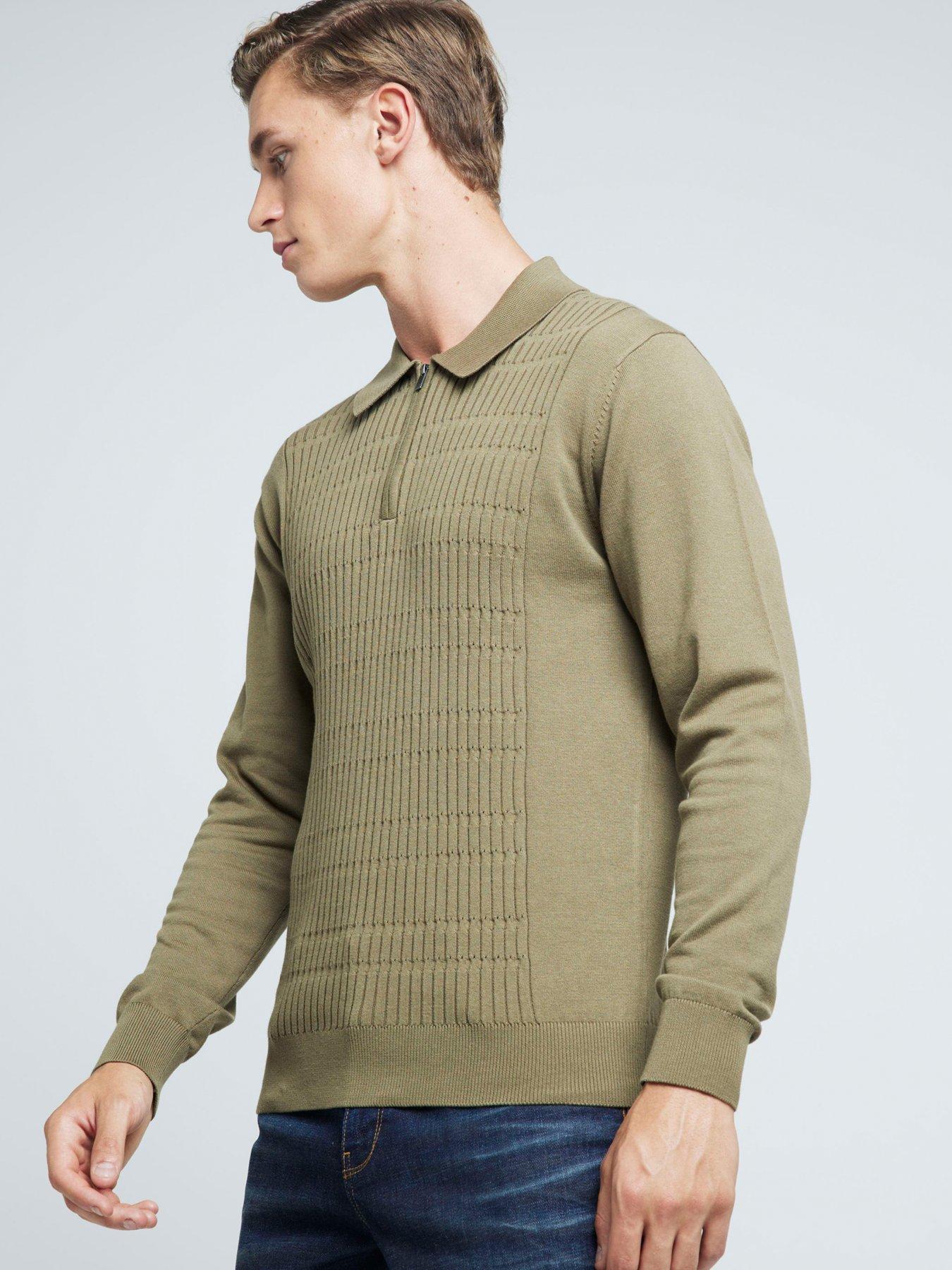 river-island-river-island-long-sleeve-textured-knitted-polo-shirtdetail