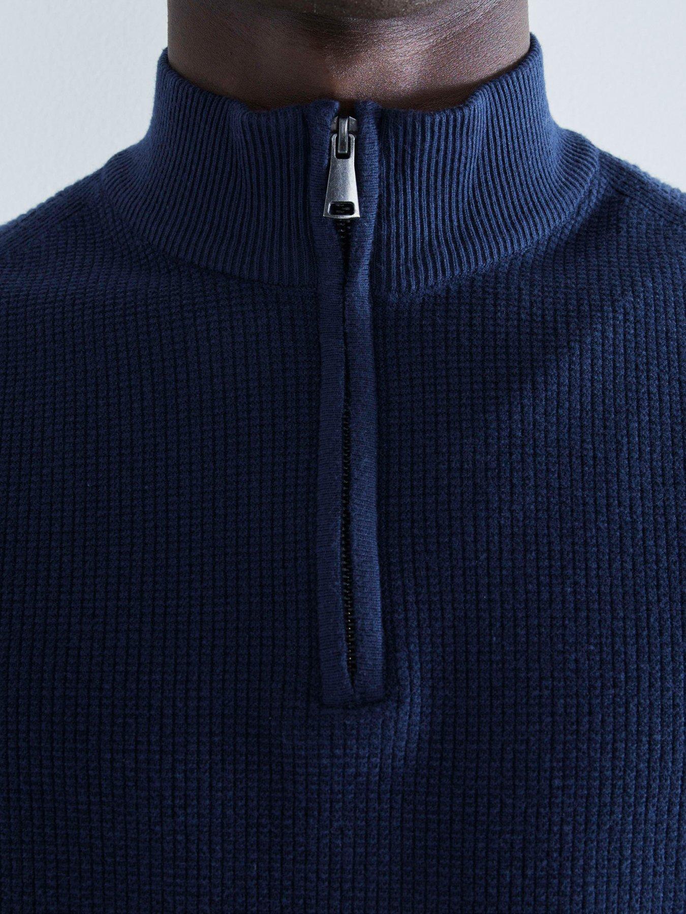 river-island-river-island-spence-waffle-14-zip-knitted-jumperoutfit