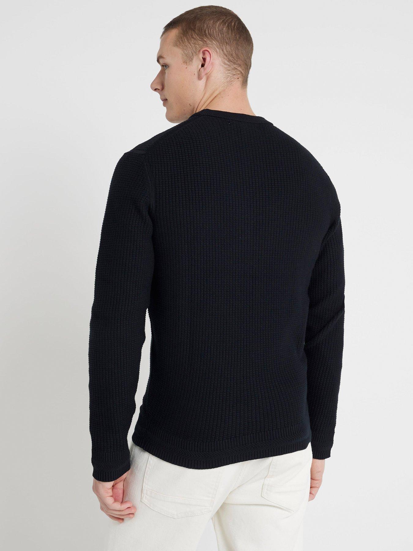 river-island-spence-waffle-knitted-jumper-blackstillFront