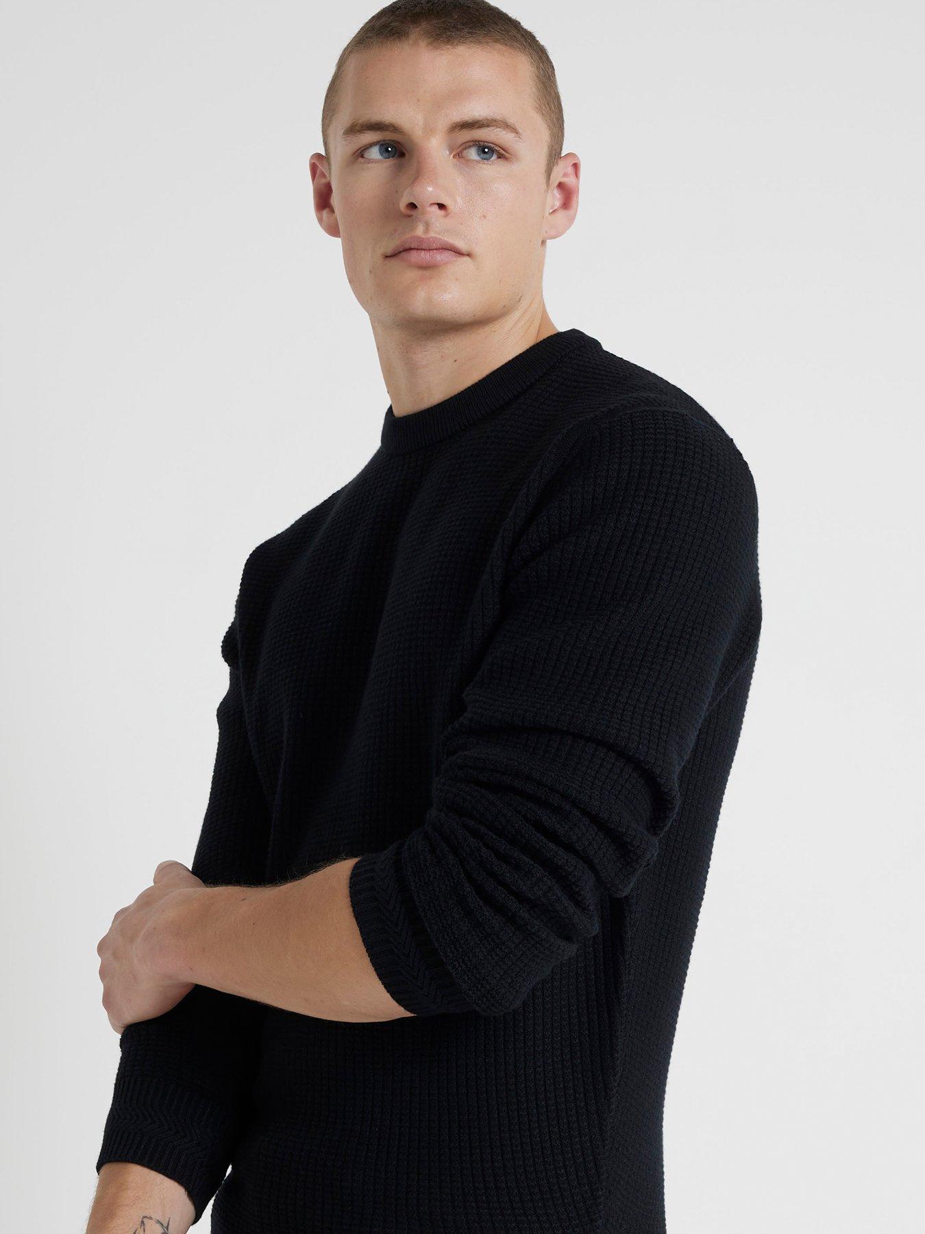 river-island-spence-waffle-knitted-jumper-blackoutfit