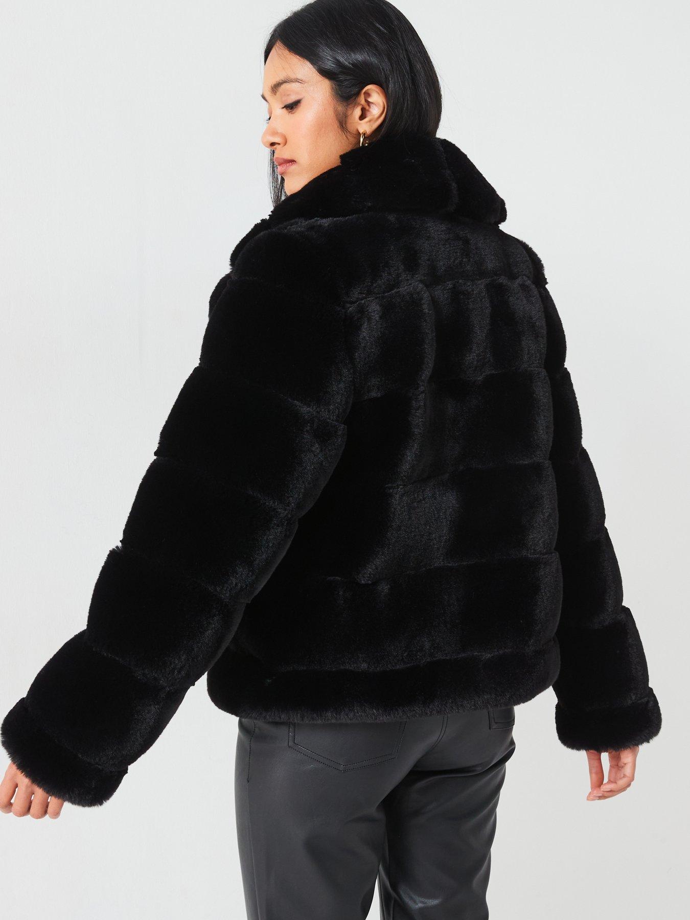 v-by-very-luxe-faux-carved-fur-coat-blackstillFront