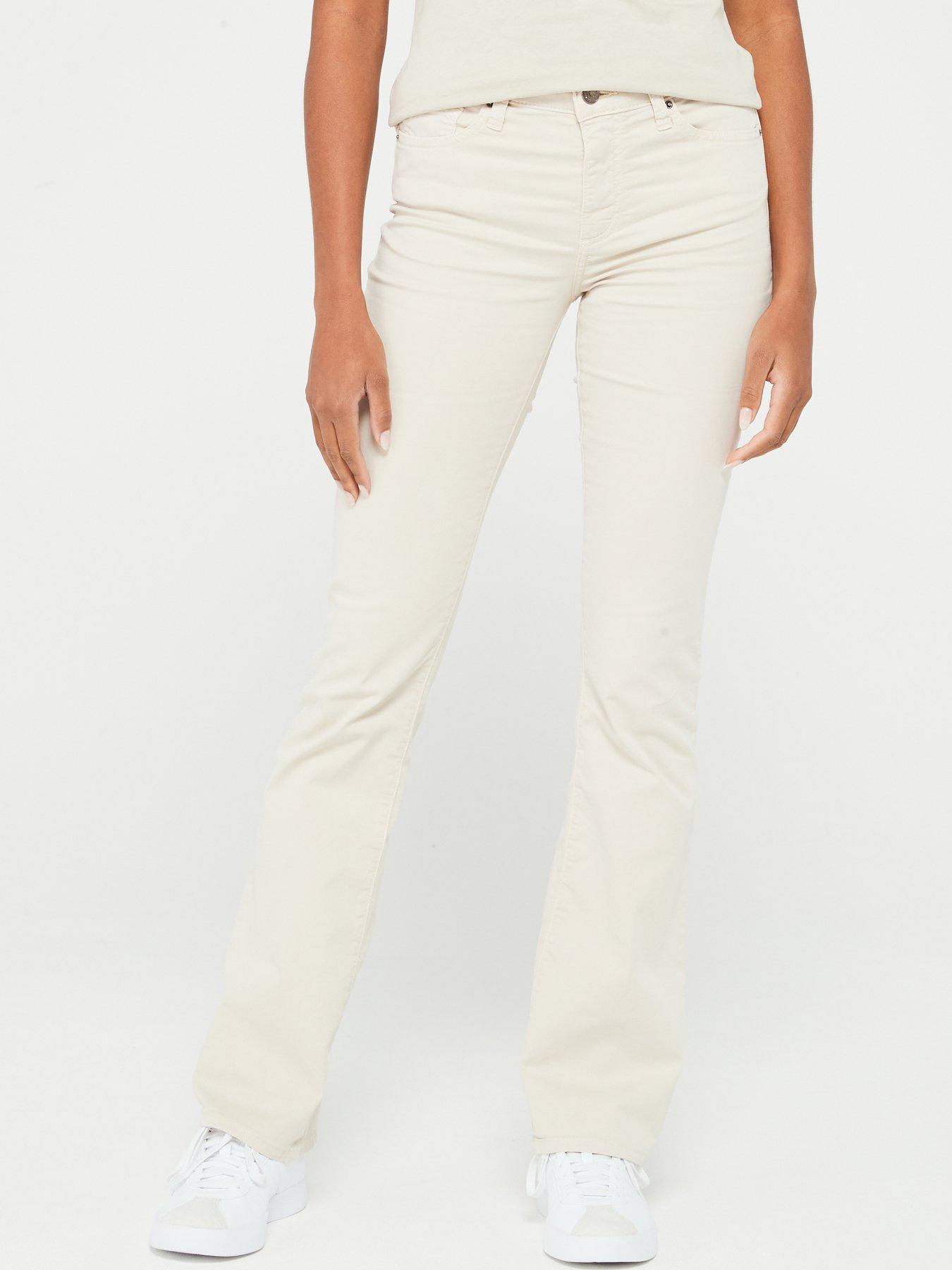 armani-exchange-high-waist-flare-jean-beige