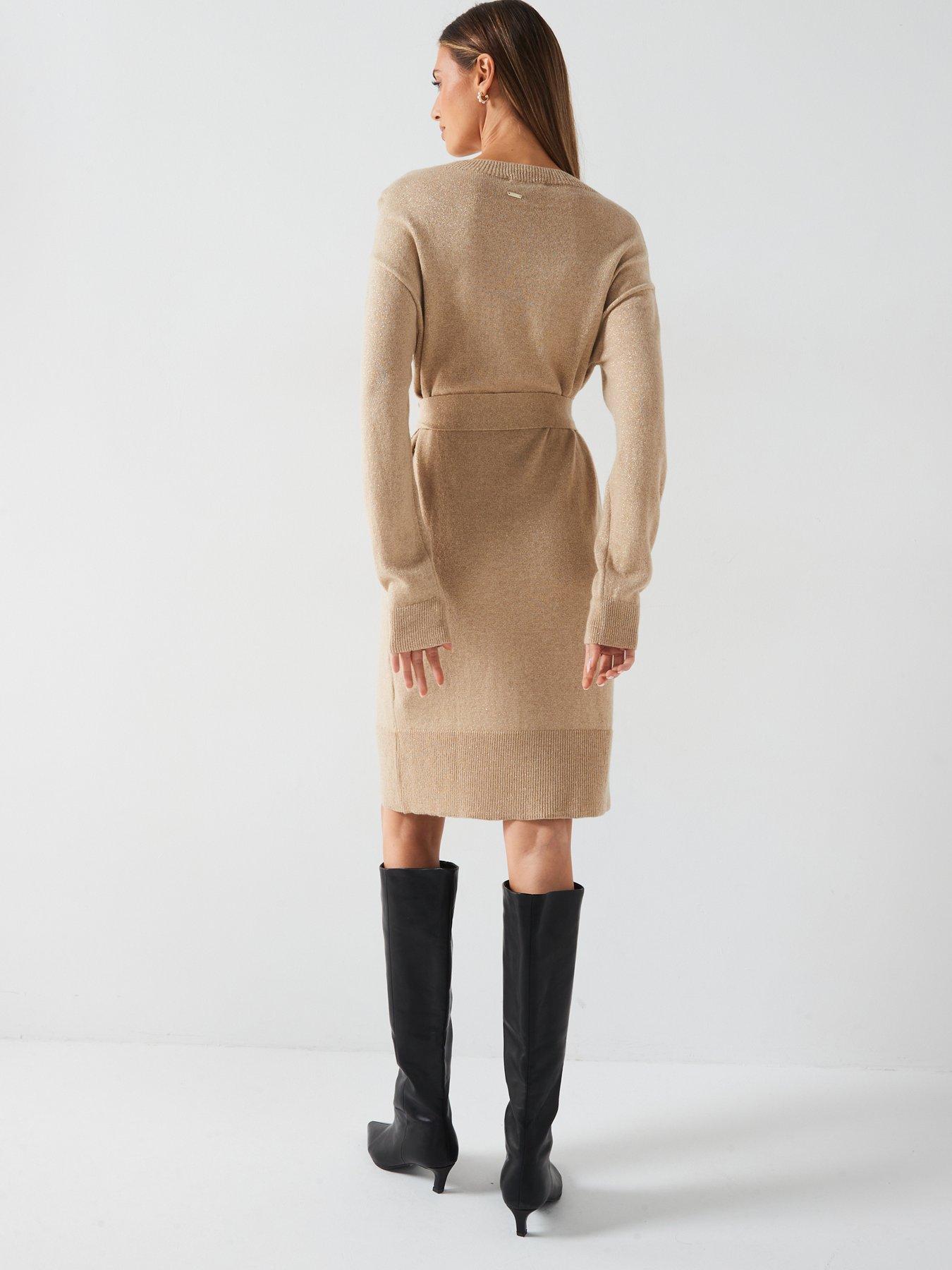 armani-exchange-metallic-wool-cashmere-blend-belted-dress-goldstillFront