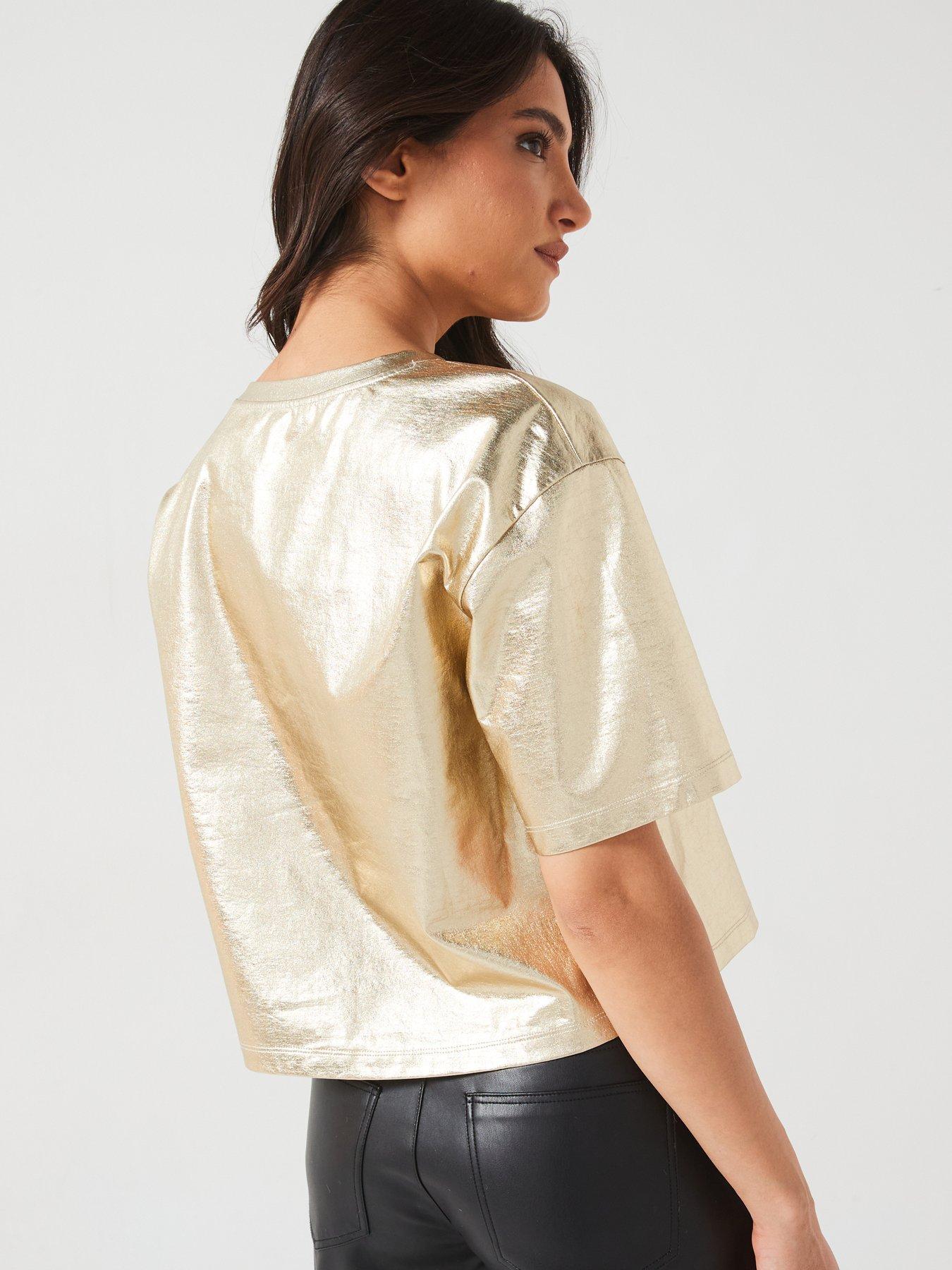 armani-exchange-foil-coated-t-shirt-goldstillFront