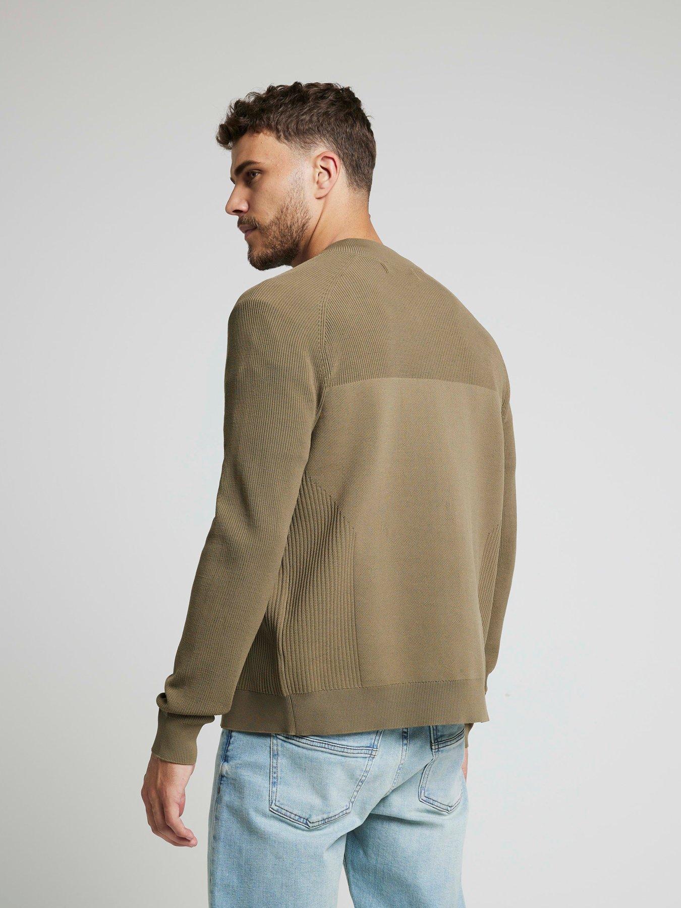 river-island-long-sleeve-knitted-bomber-jacket-greenstillFront