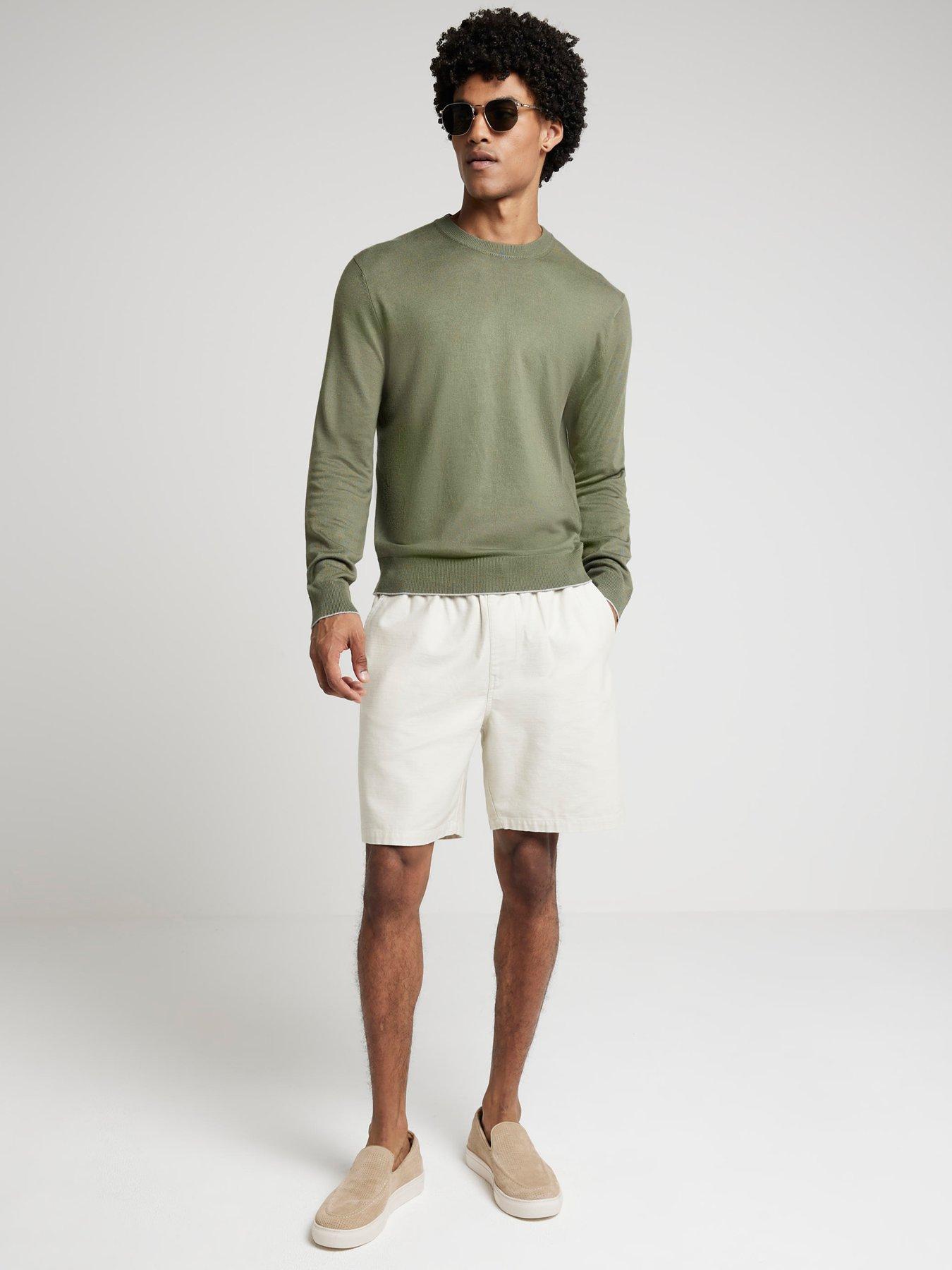 river-island-river-island-plain-fine-gauge-crew-knitted-jumper-khakiback