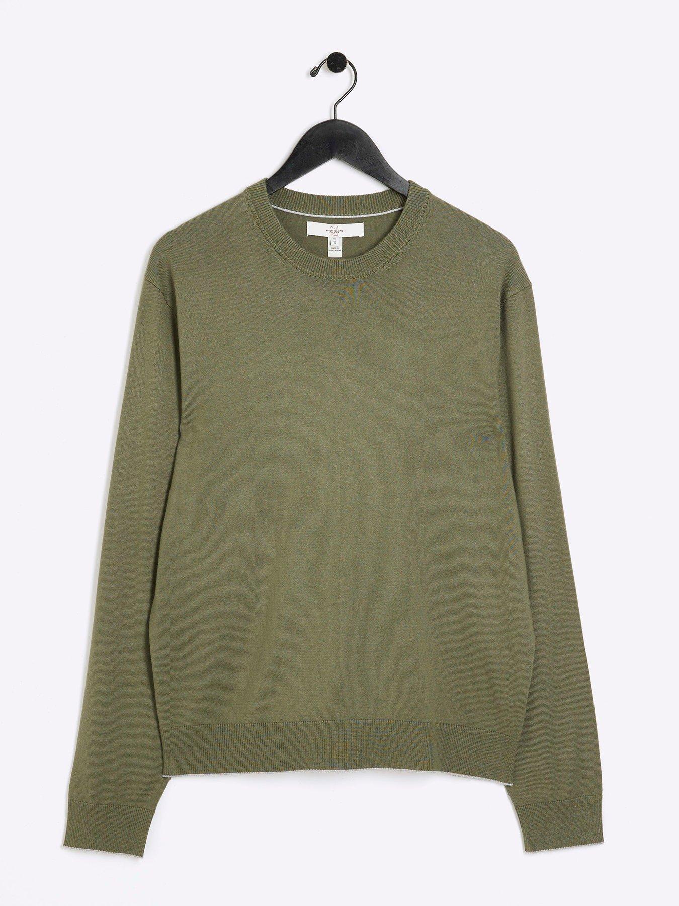 river-island-river-island-plain-fine-gauge-crew-knitted-jumper-khakidetail