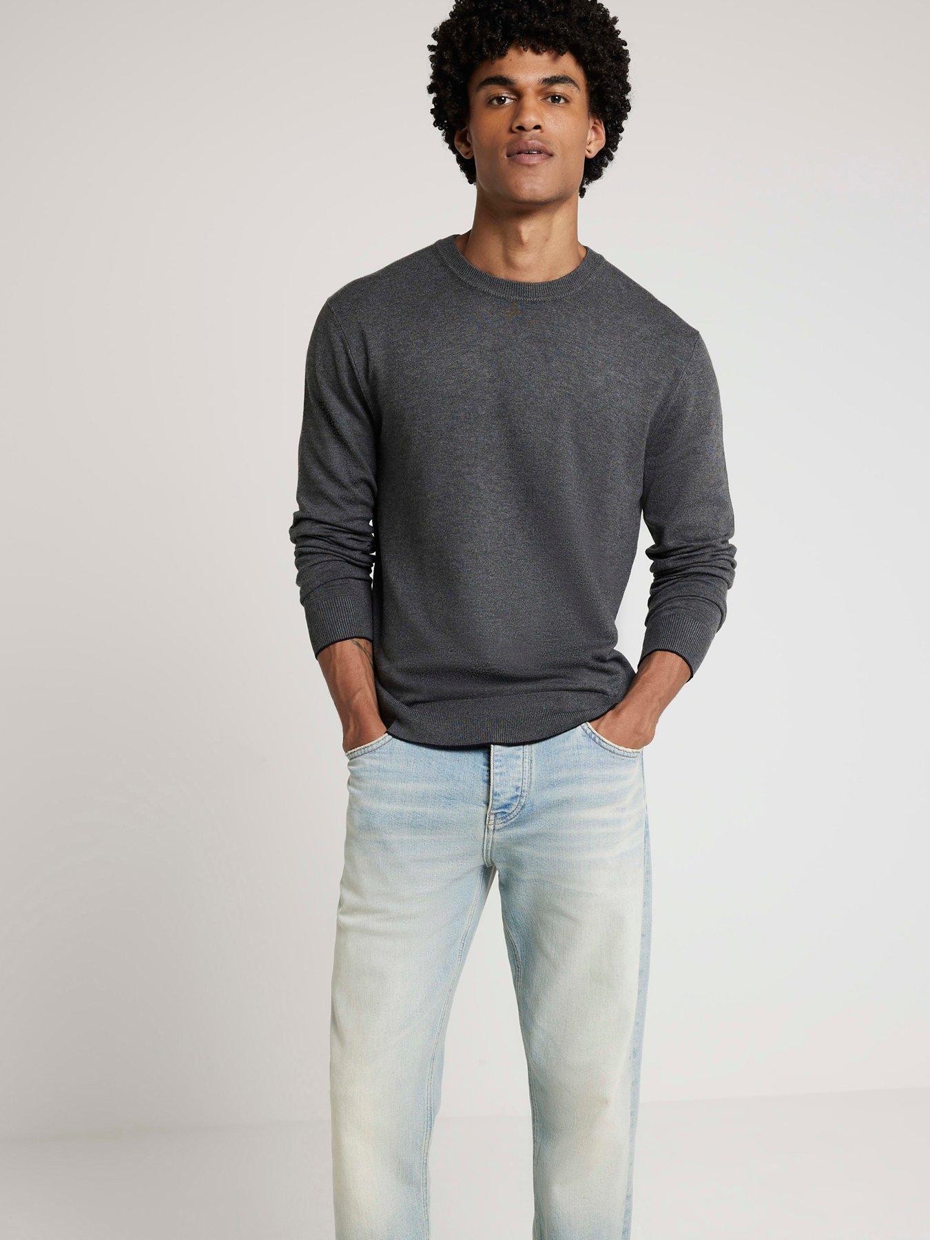 river-island-plain-fine-gauge-crew-knitted-jumper-dark-grey