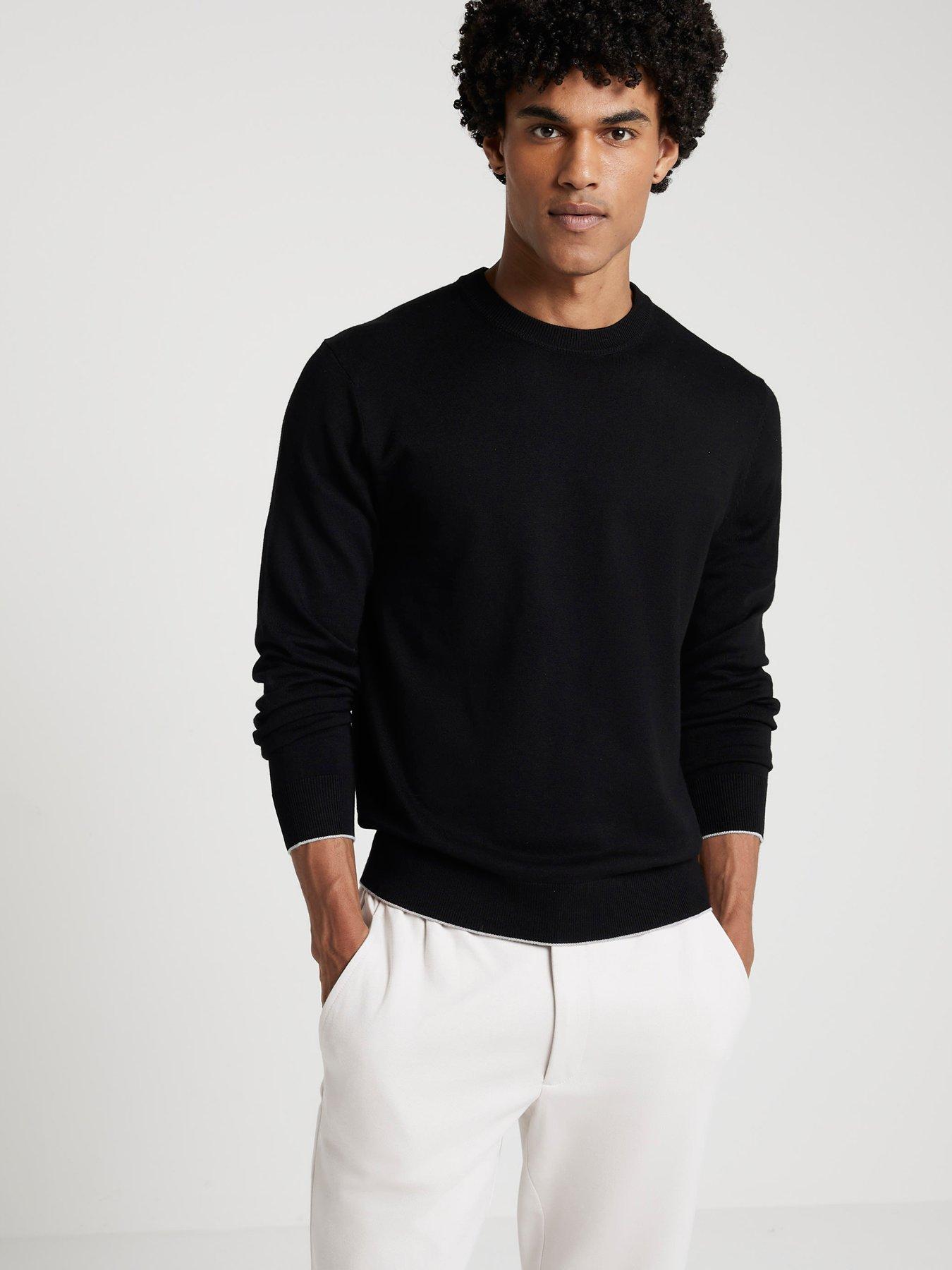 river-island-river-island-plain-fine-gauge-crew-knitted-jumper-black