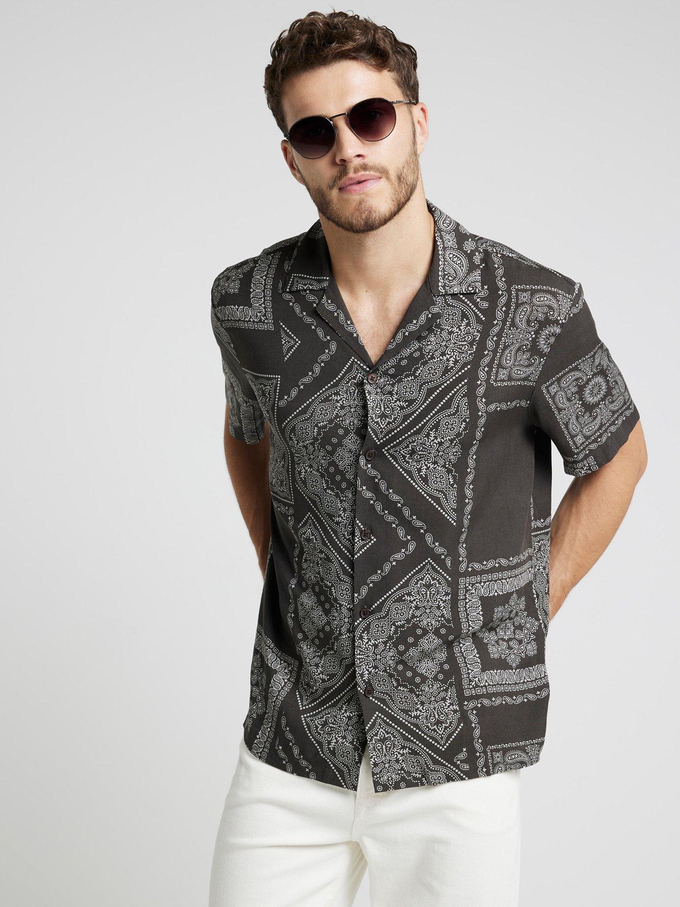 river-island-river-island-short-sleeve-bandana-print-short-shirt