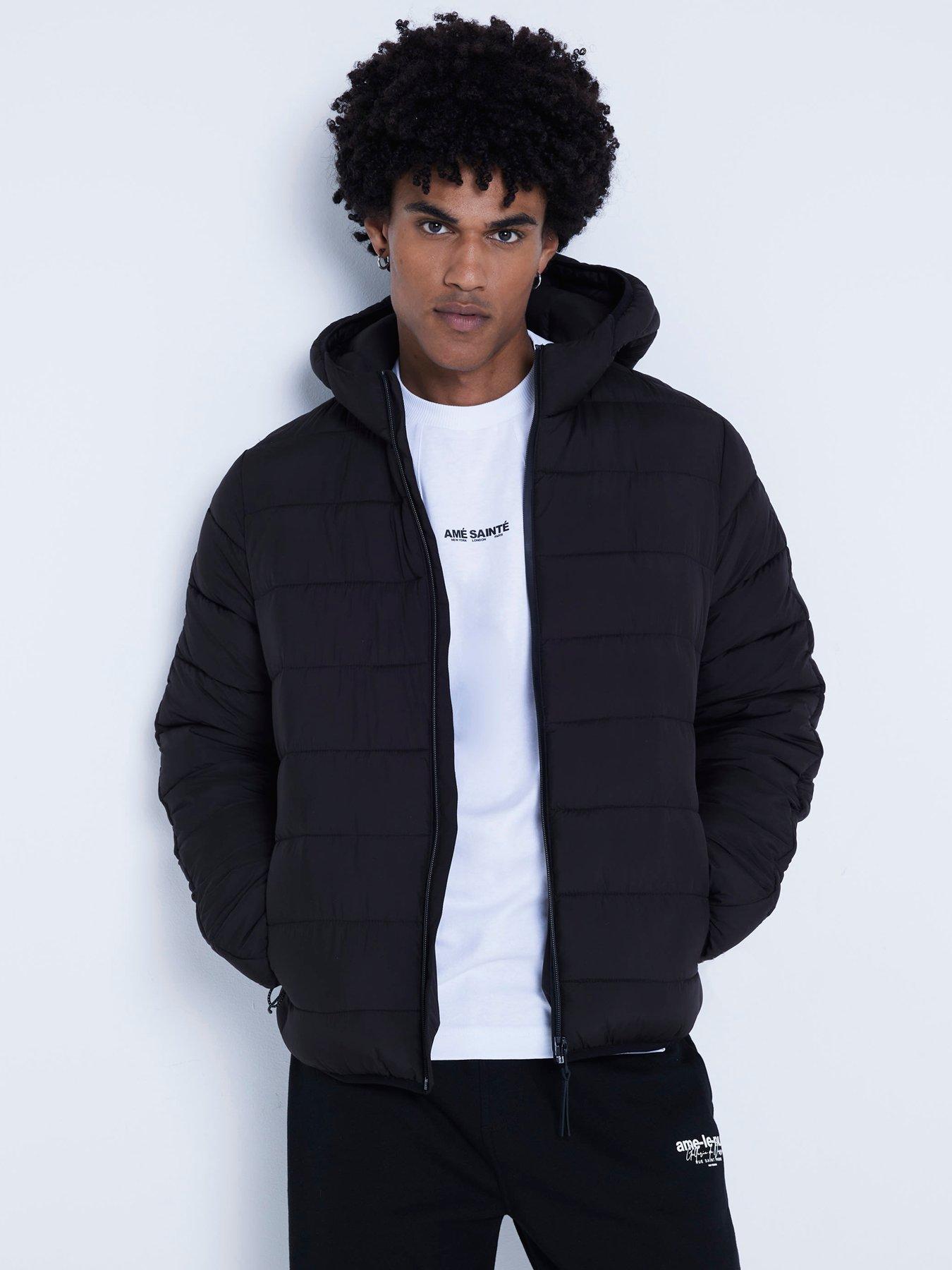Image 2 of 6 of River Island Quilted Hooded Padded Jacket - Black