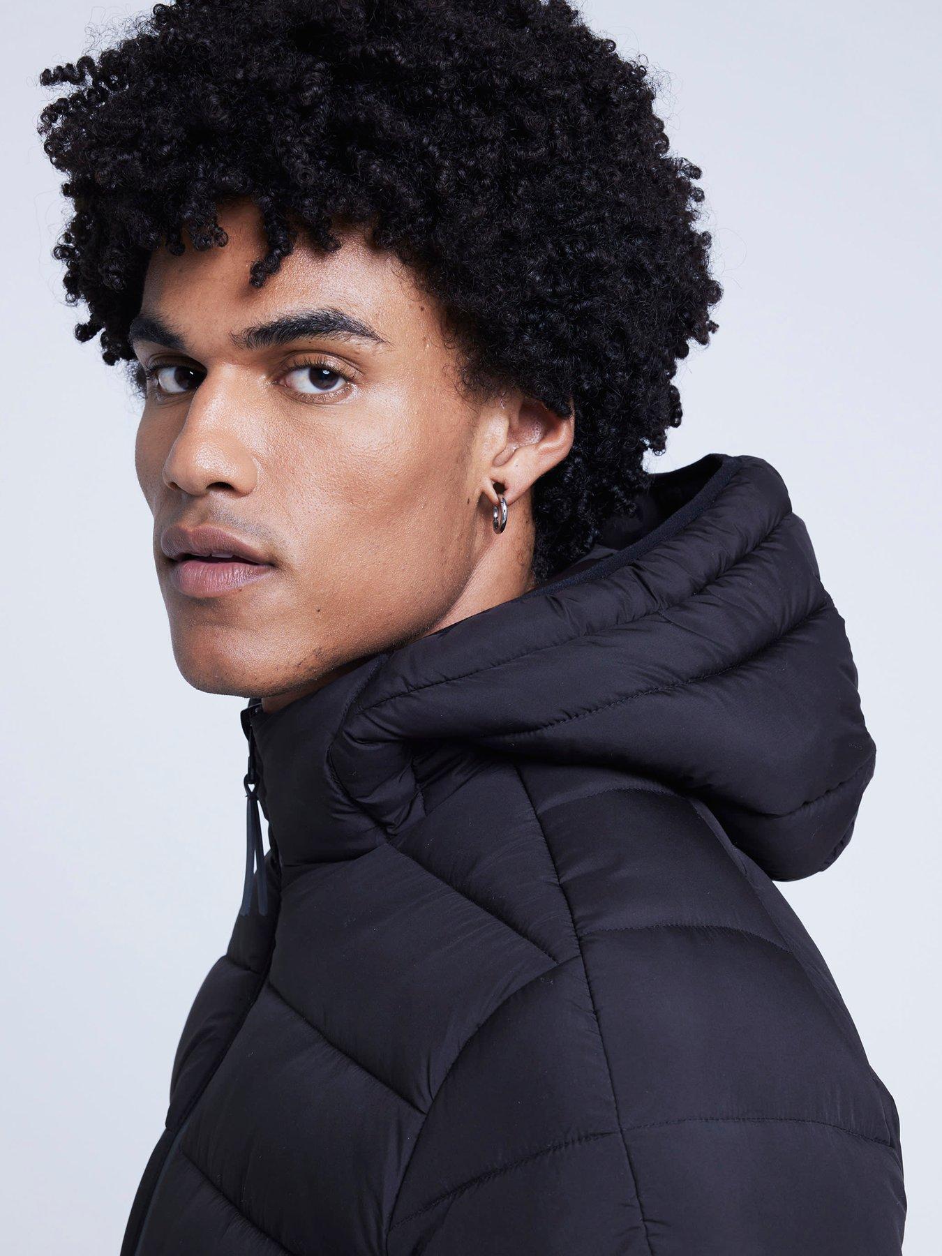 Image 4 of 6 of River Island Quilted Hooded Padded Jacket - Black