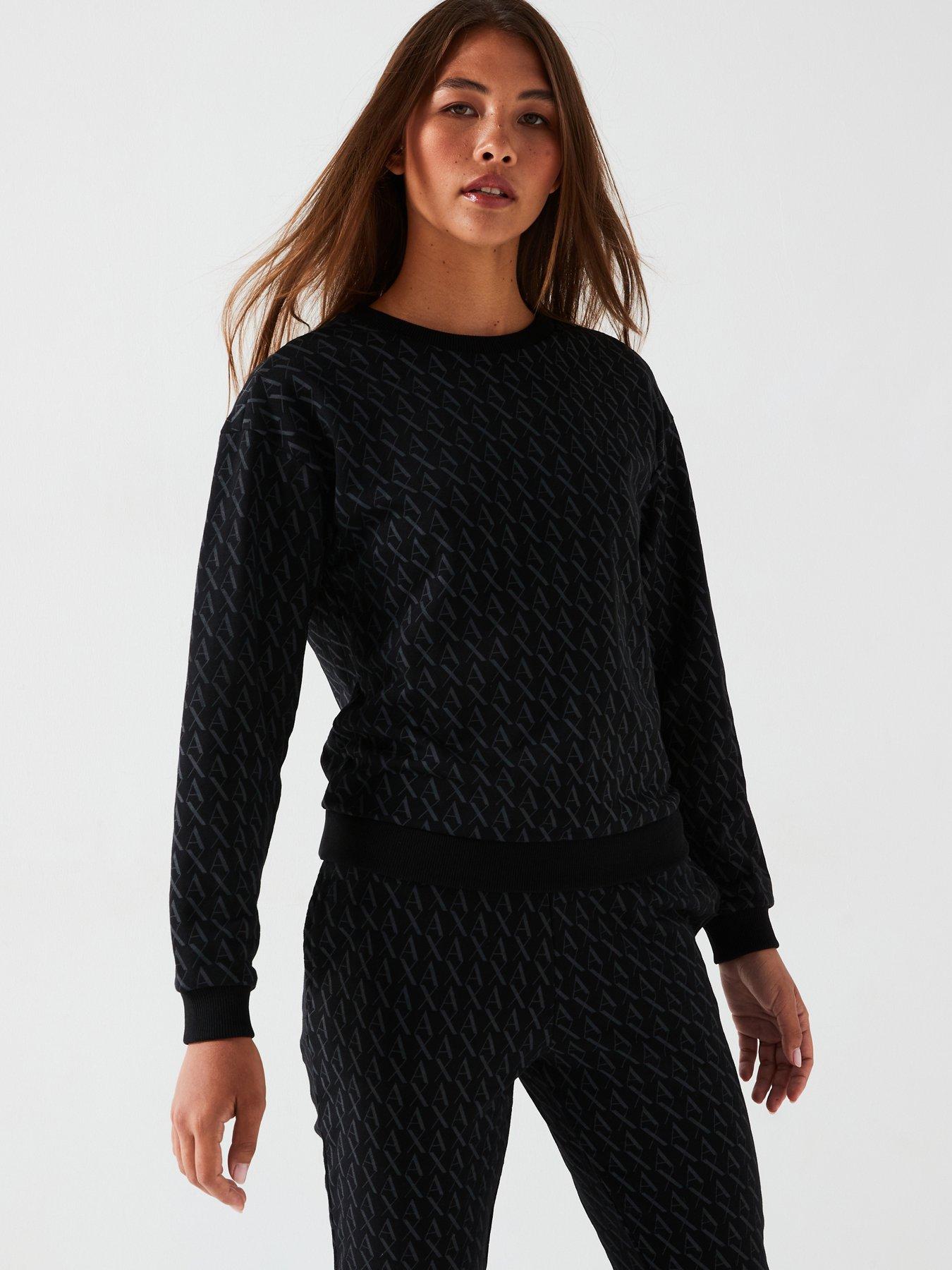 Armani Exchange All Over Ax Logo Sweat - Black