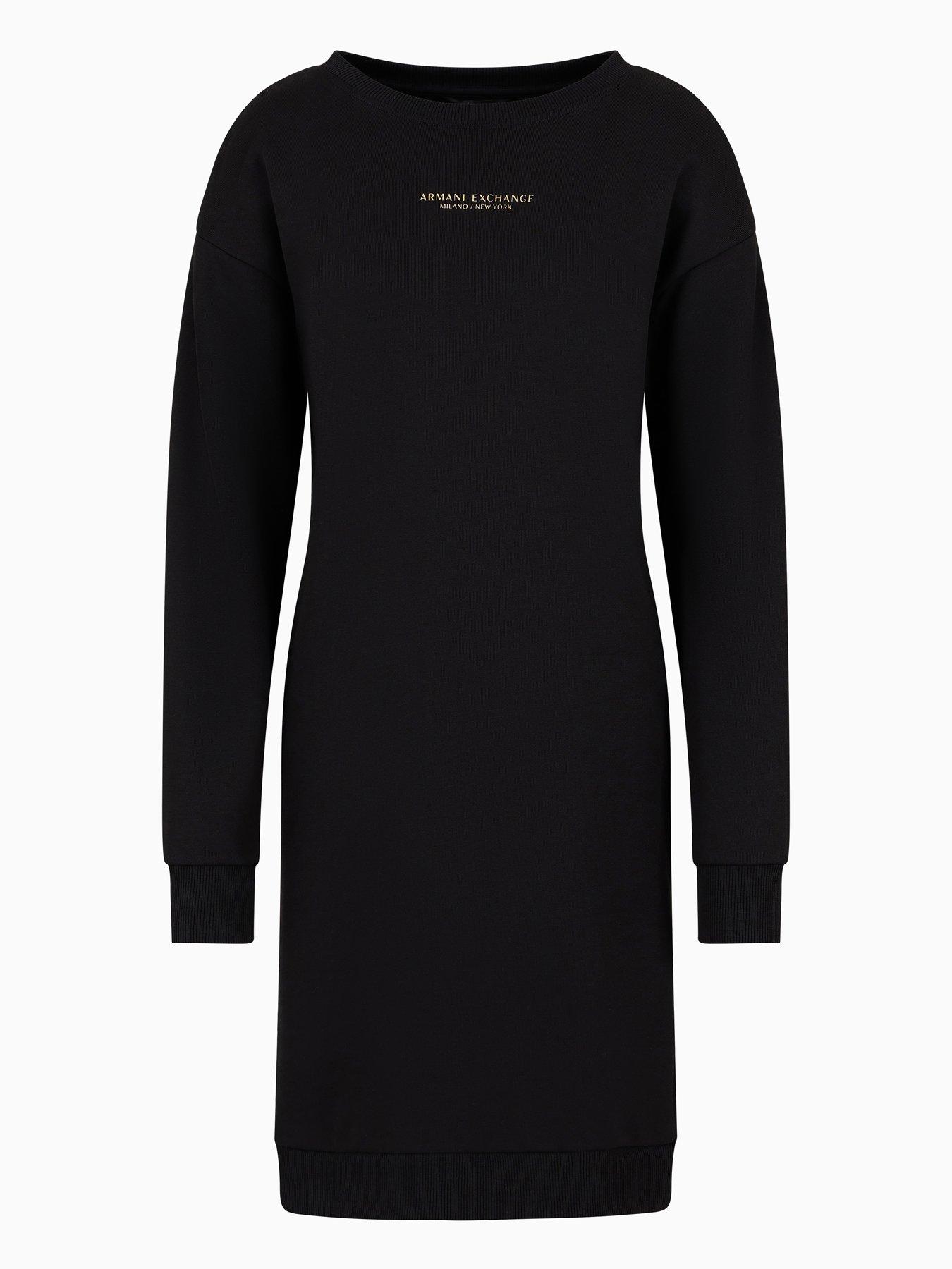 armani-exchange-gold-logo-jersey-sweater-dress-blackdetail