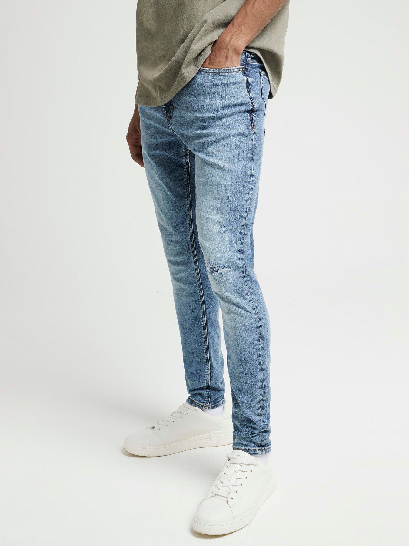 Image 1 of 6 of River Island Super Skinny Mirren Rips Jeans - Blue