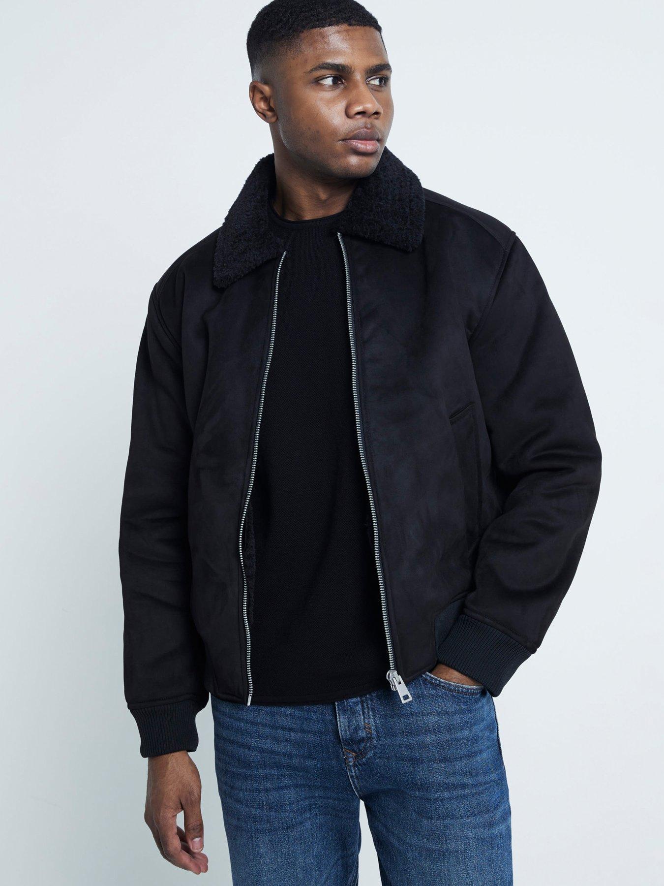 river-island-shearling-collar-bomber-jacket-black