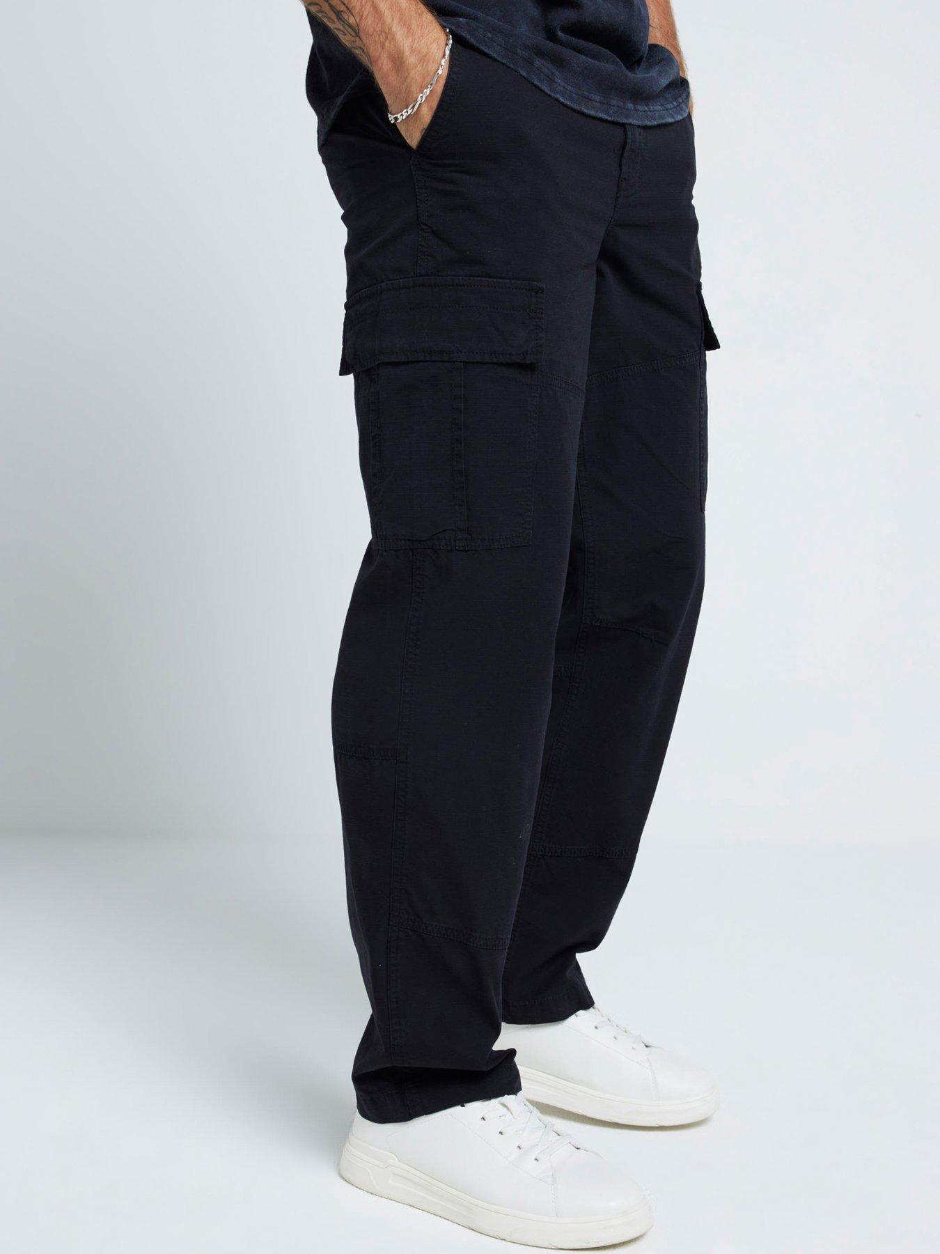 river-island-nolan-loose-cargo-pants-blackfront