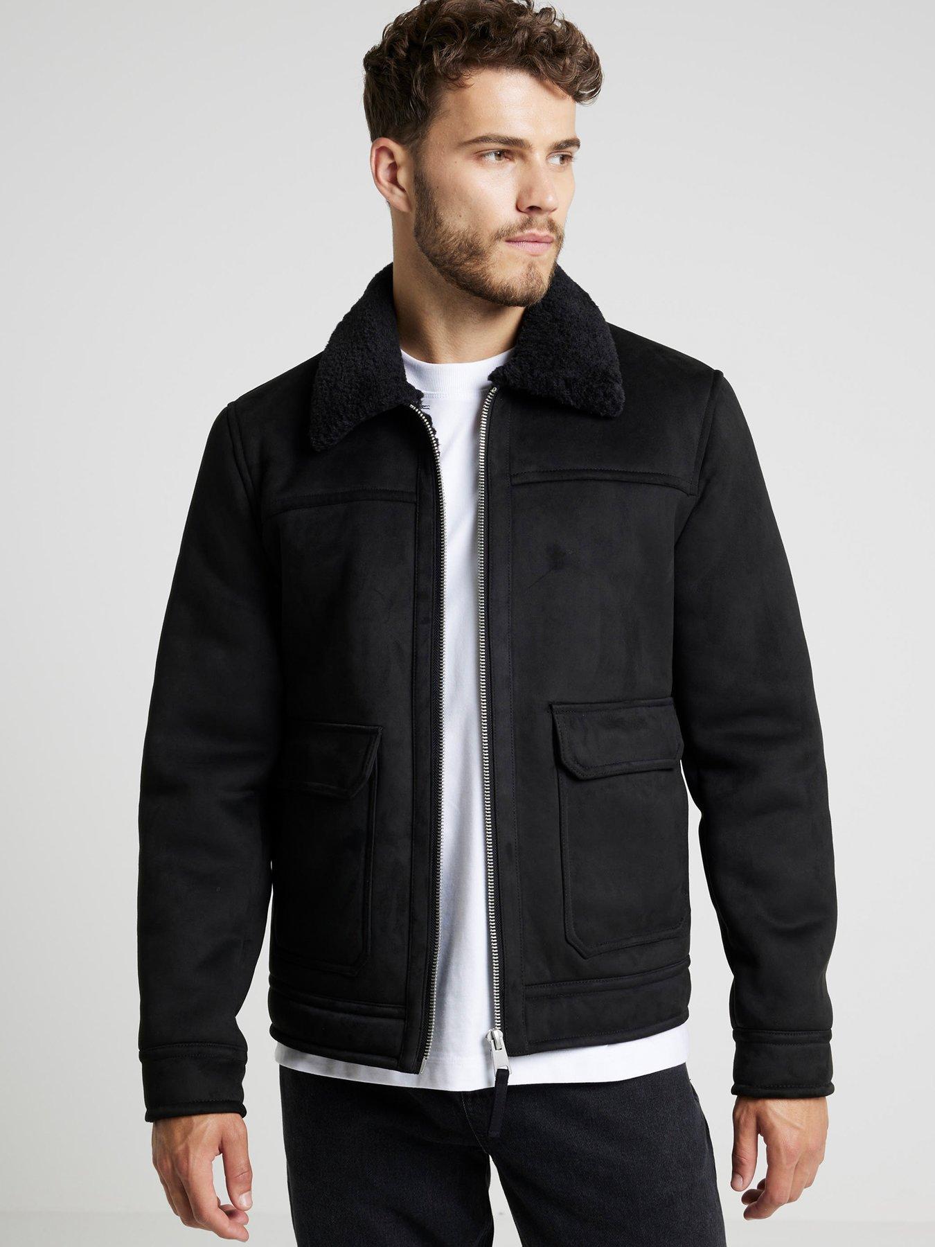 river-island-shearling-western-jacket-black