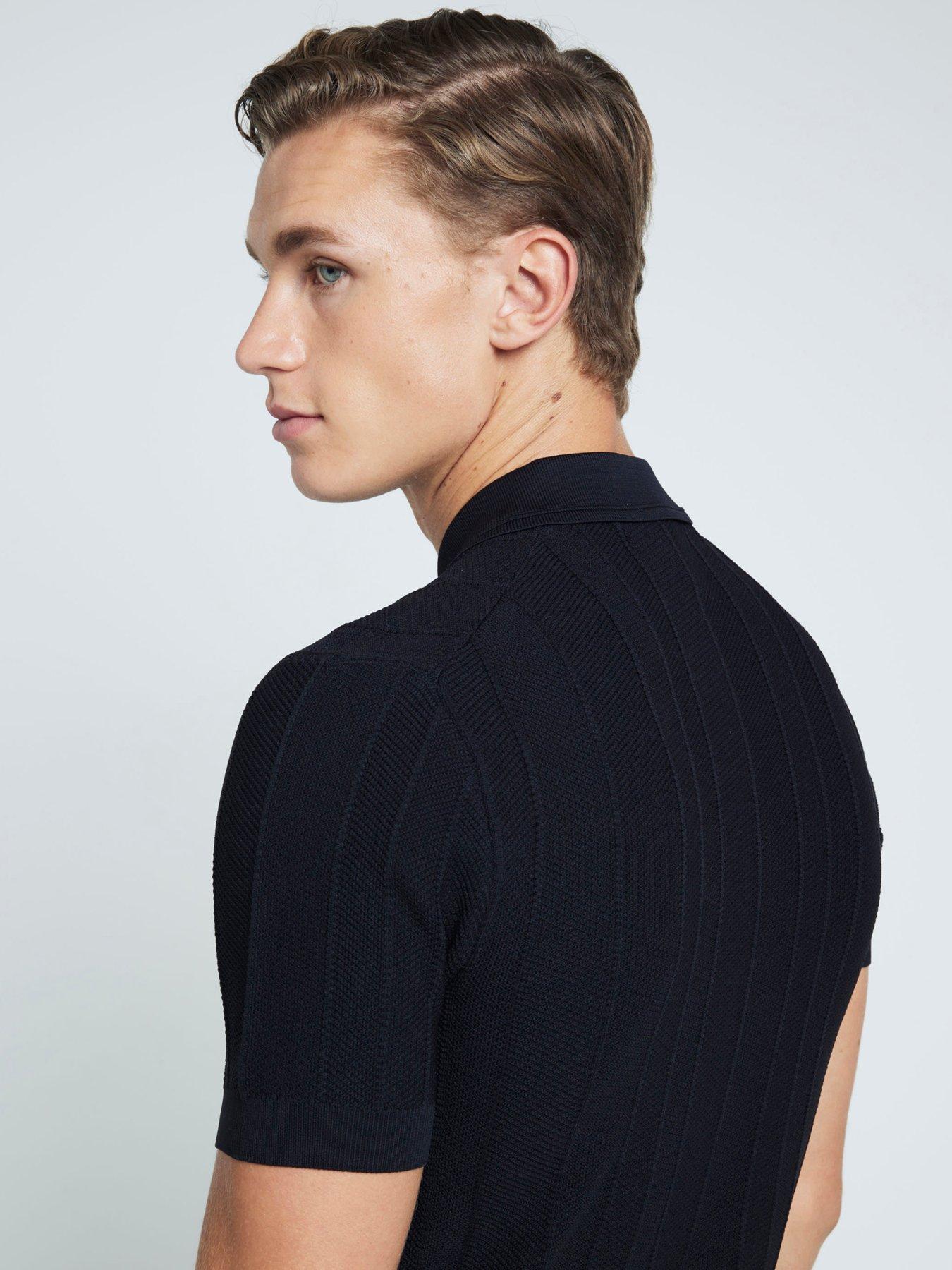 river-island-short-sleeve-knitted-herringbone-muscle-fit-polo-shirt-blackstillFront