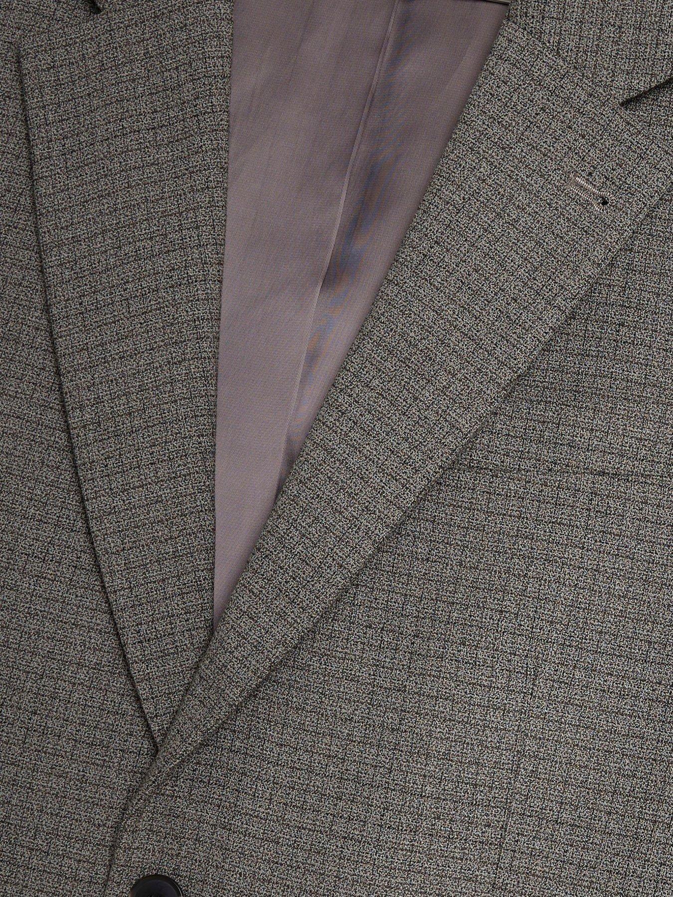 Image 6 of 6 of River Island Single Breasted Microcheck Suit Jacket - Light Brown