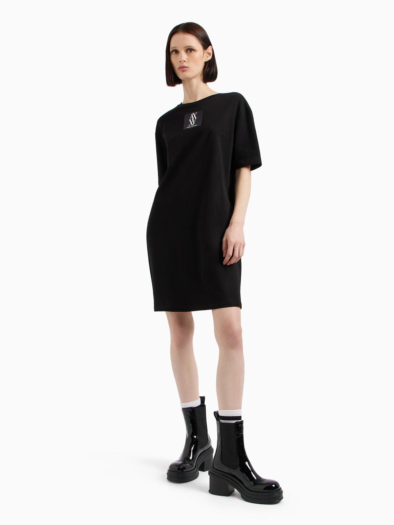 armani-exchange-patch-logo-jersey-t-shirt-dress-black