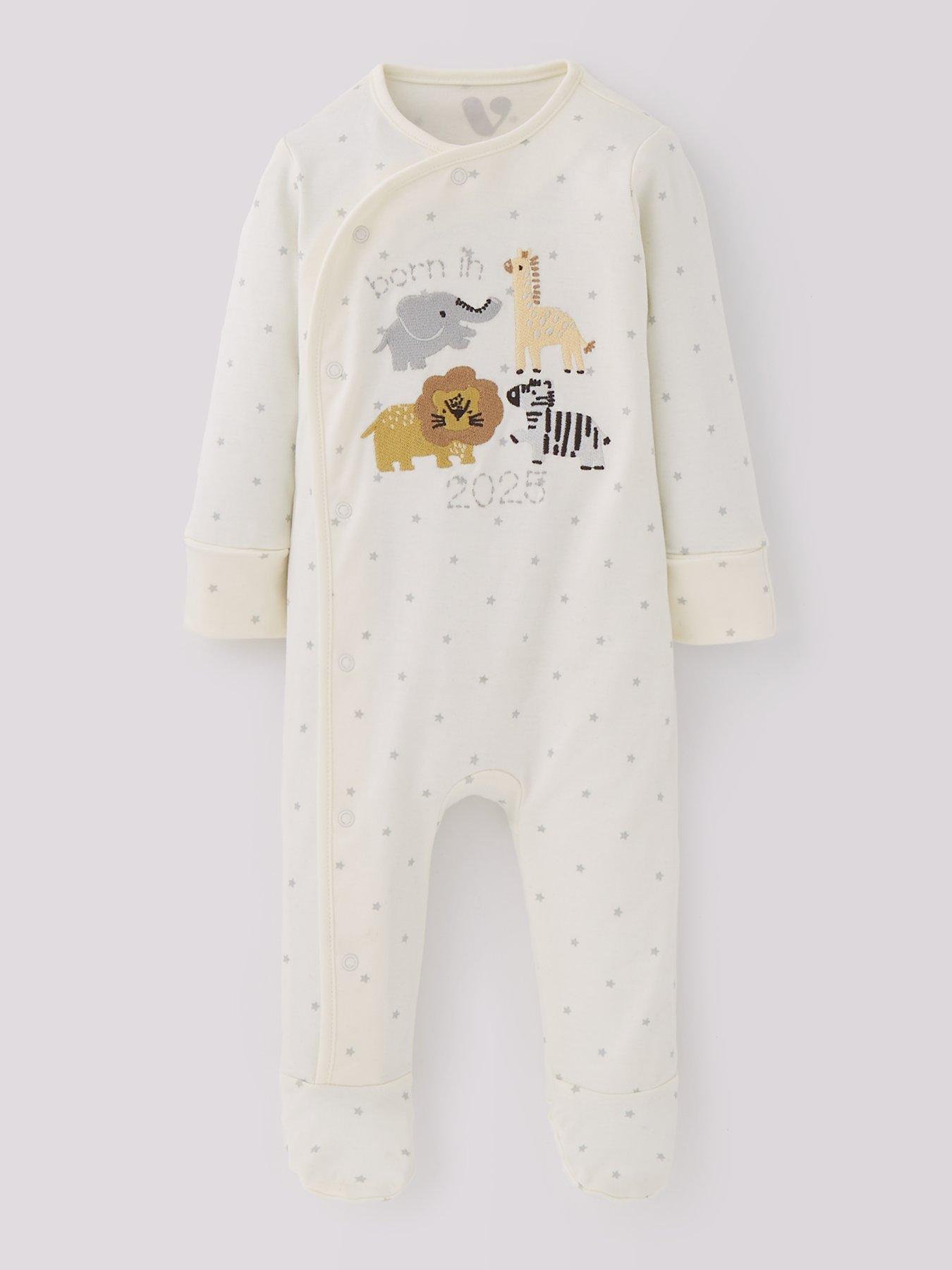 Mini V by Very Baby Unisex Born In 2025 Sleepsuit - White