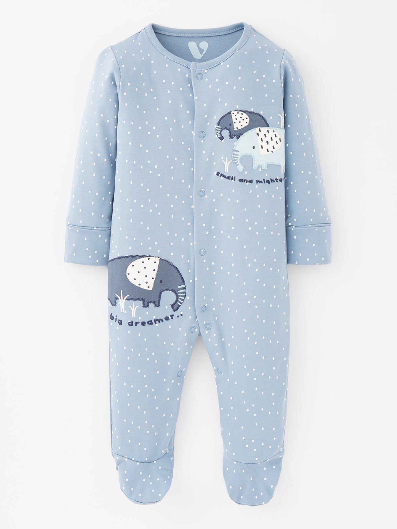 the-very-collection-baby-boys-elephant-sleepsuit-bluefront
