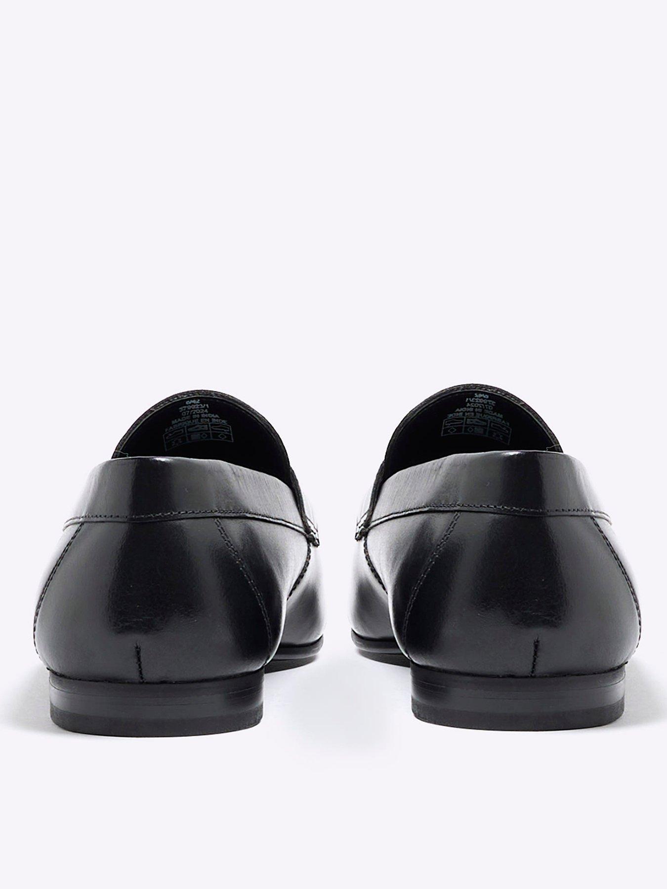Image 3 of 6 of River Island Leather Penny Loafer - Black