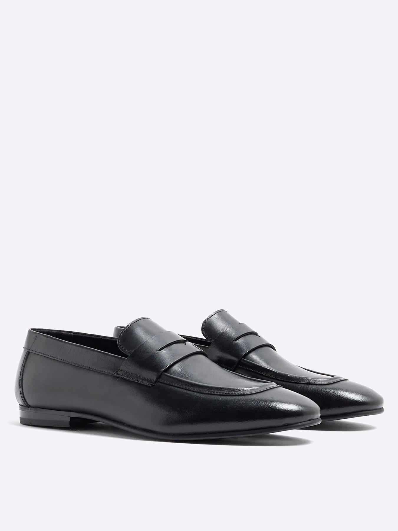 Image 4 of 6 of River Island Leather Penny Loafer - Black