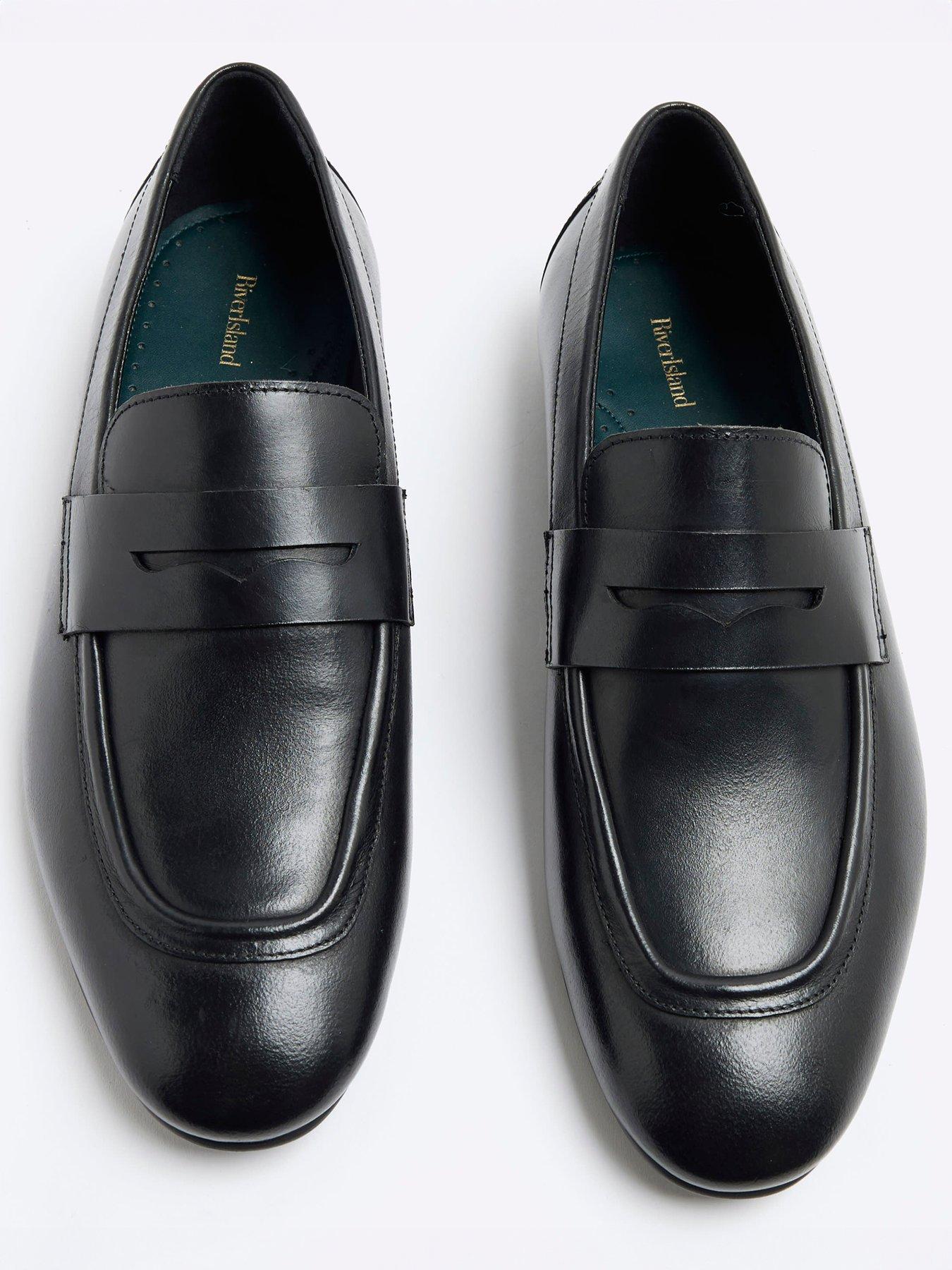Image 6 of 6 of River Island Leather Penny Loafer - Black
