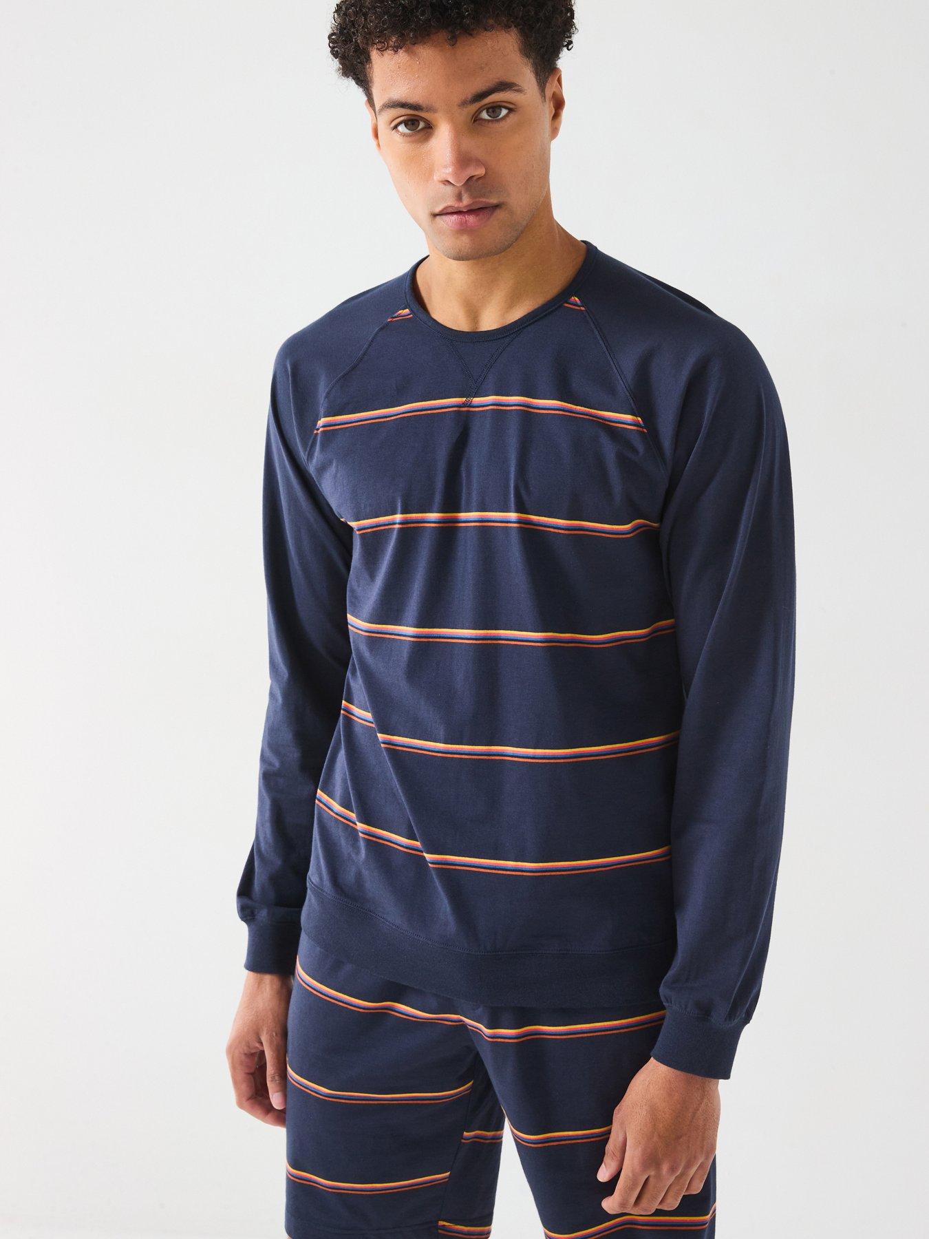 Image of PS PAUL SMITH Ps Paul Smith Yarn Dye Stripe Long Sleeve Loungewear Top - Navy