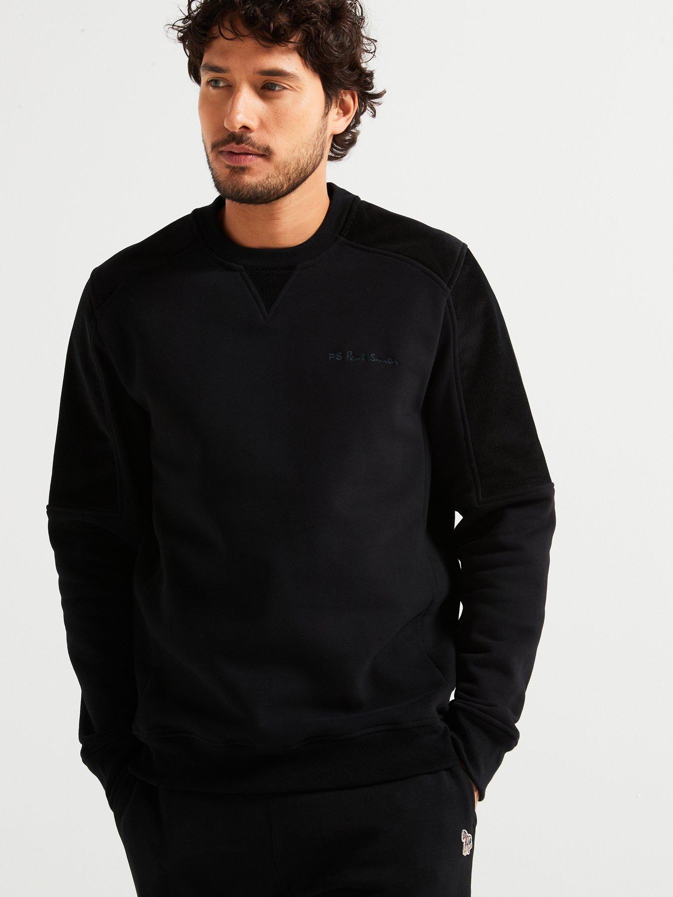 PS PAUL SMITH Ps Paul Smith Regular Fit Cord Shoulder Trim Crew Sweat - Black