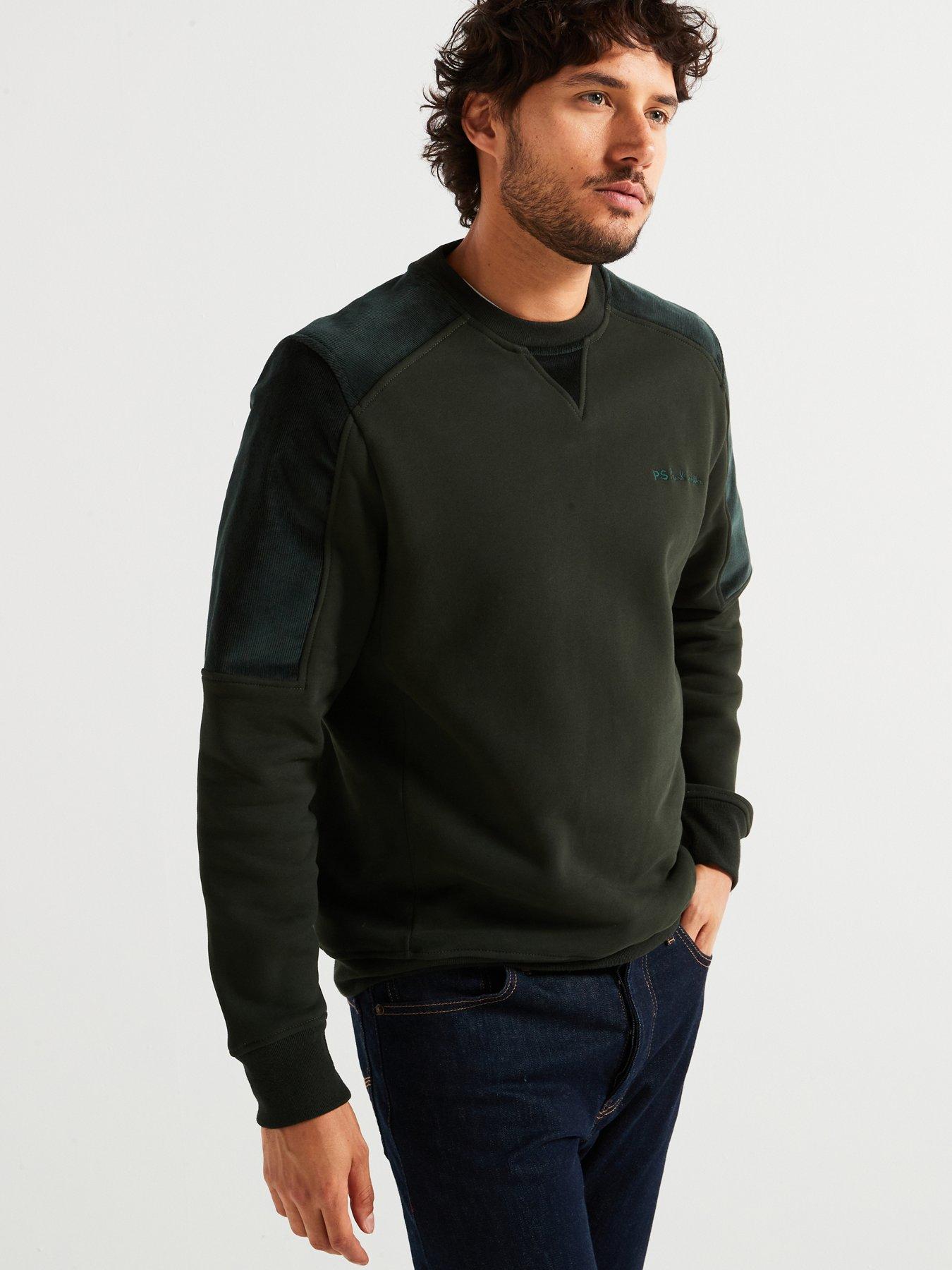 ps-paul-smith-ps-paul-smith-regular-fit-cord-shoulder-trim-crew-sweat-green