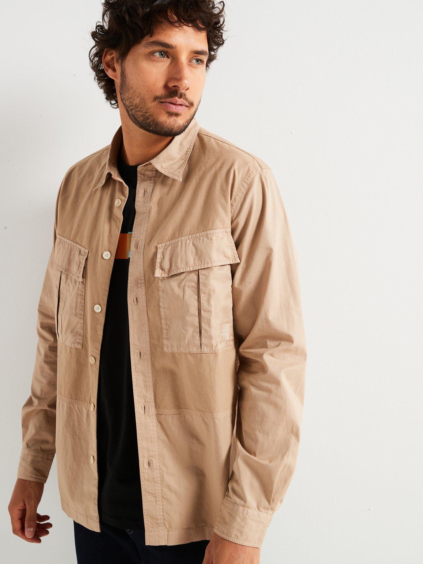 ps-paul-smith-ps-paul-smith-double-pocket-ripstop-overshirt-brownfront