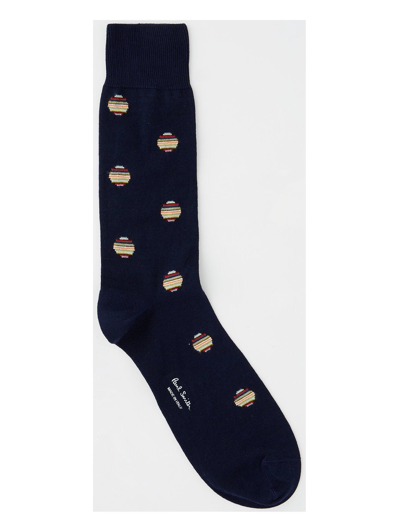 undefined Ps Paul Smith Signature Stripe Polka Dot Crew Socks - Navy