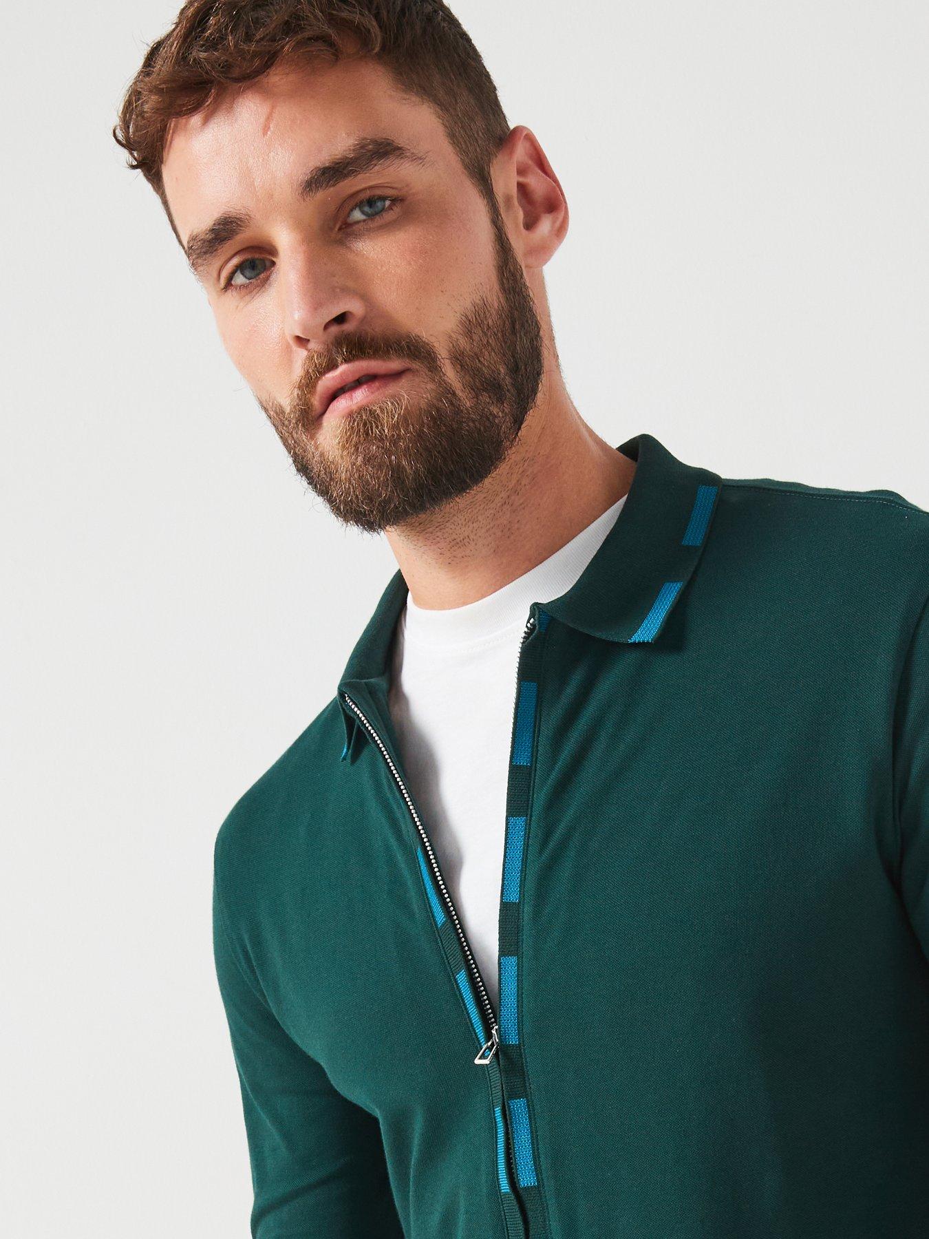 ps-paul-smith-ps-paul-smith-regular-zip-long-sleeve-polo-shirt-greenoutfit