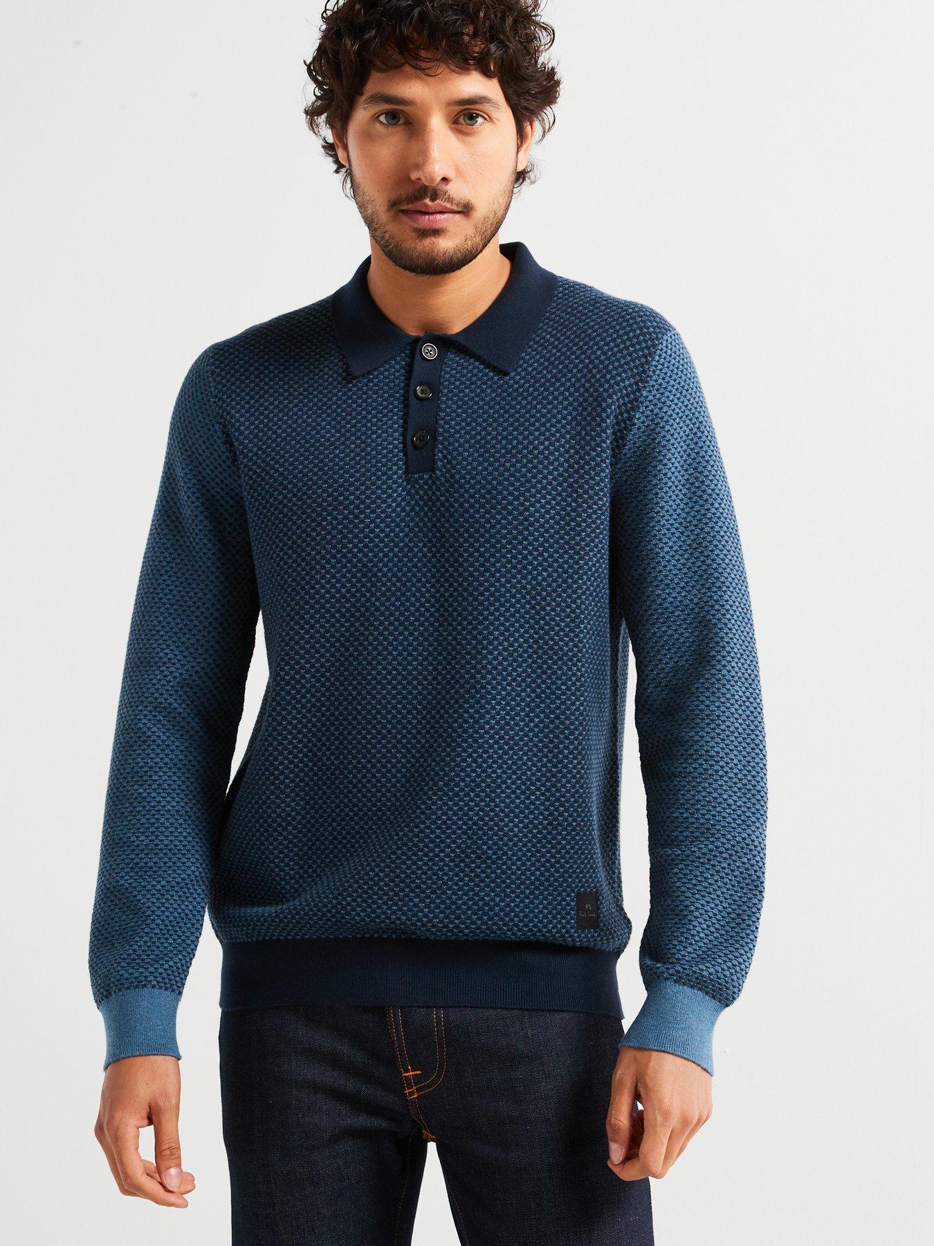 ps-paul-smith-geometric-print-long-sleeve-knitted-polo-blue