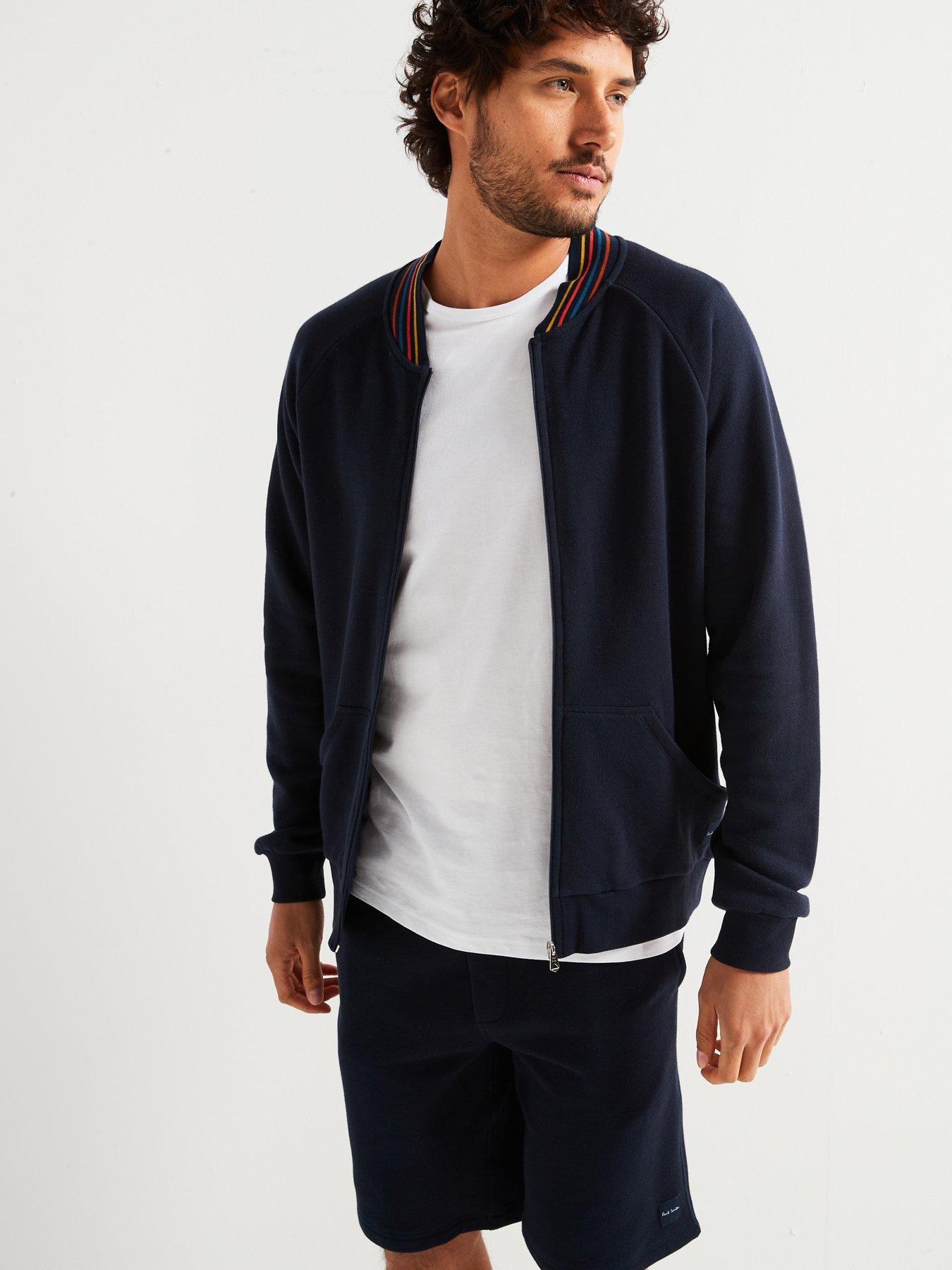 PS PAUL SMITH Collar Stripe Baseball Jacket - Navy