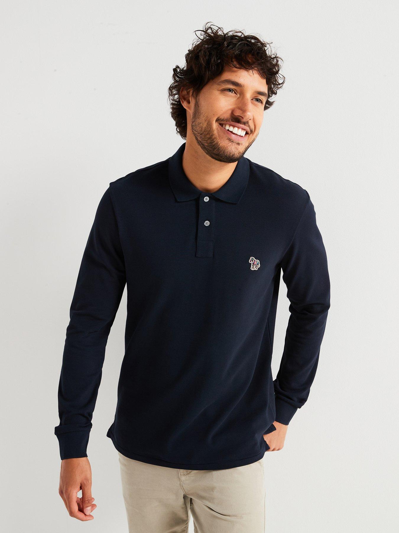 PS PAUL SMITH Regular Fit Zebra Long Sleeve Polo Shirt - Navy