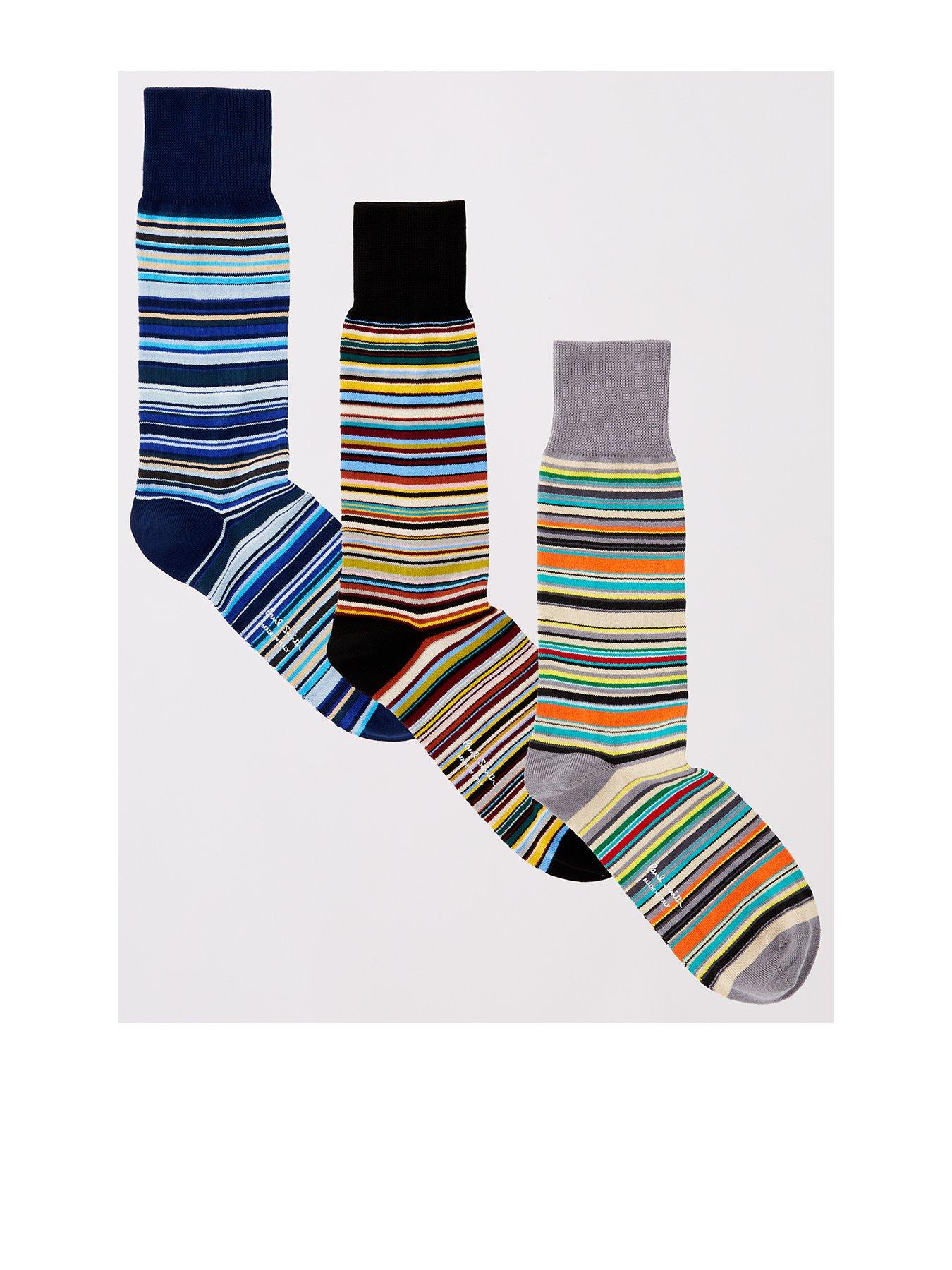 PS PAUL SMITH 3 Pack Signature Stripe Crew Socks - Multi
