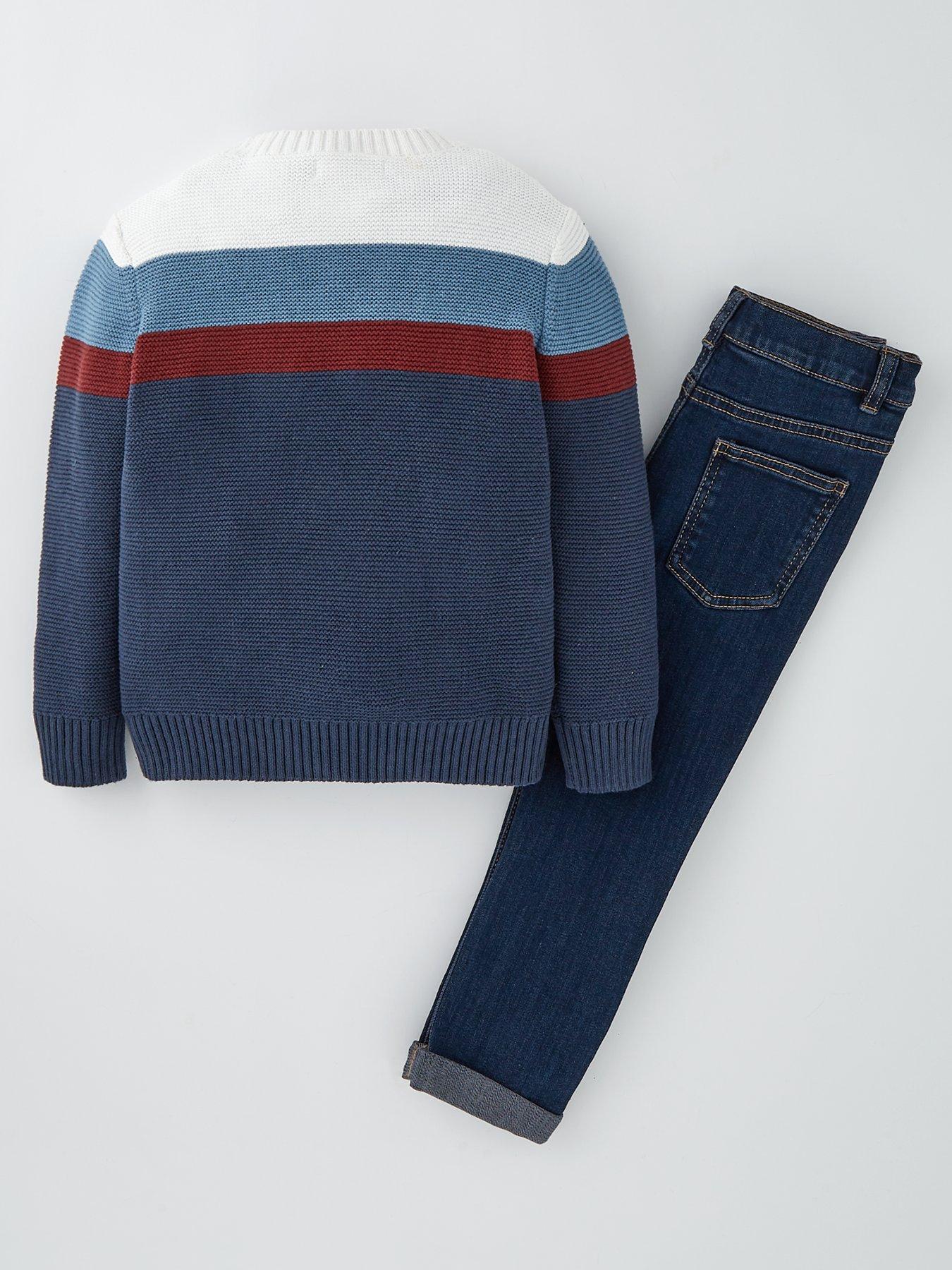 Image 2 of 4 of Mini V by Very Boys Knit Jumper And Jean Set - Multi