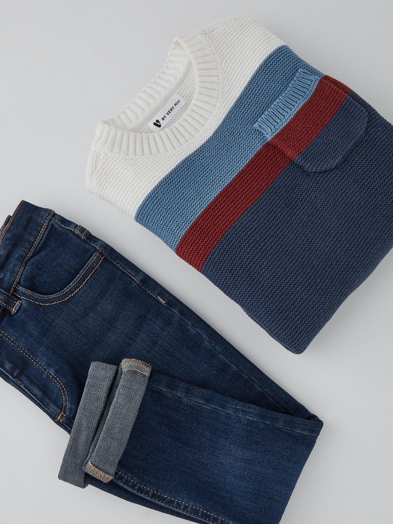 Image 4 of 4 of Mini V by Very Boys Knit Jumper And Jean Set - Multi