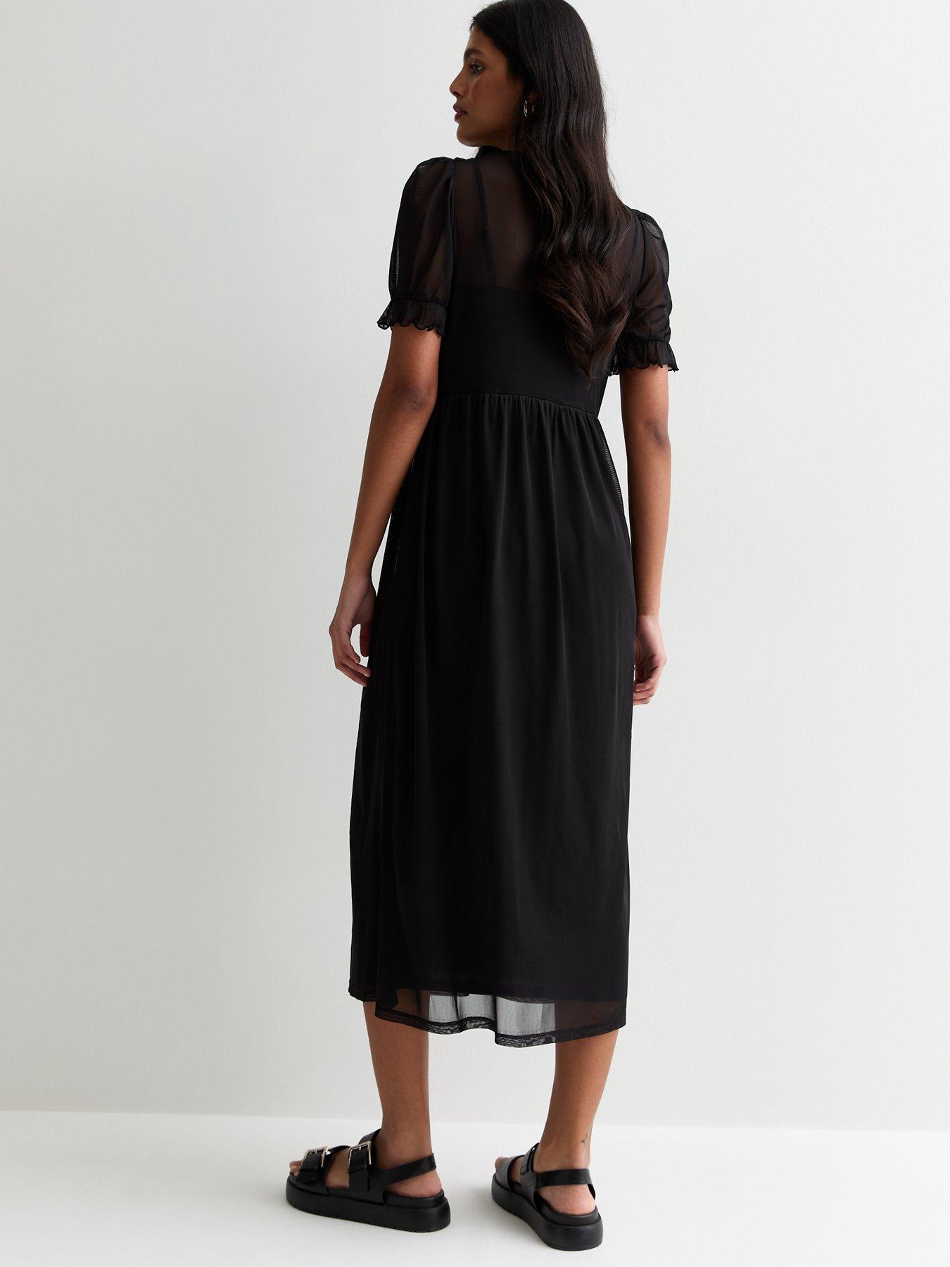 new-look-black-mesh-midi-smock-dressstillFront