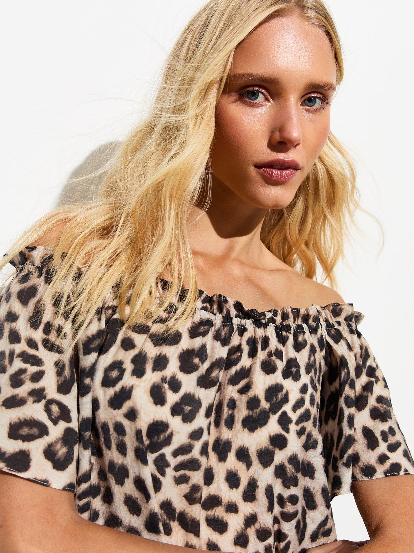 new-look-brown-leopard-print-bardot-topoutfit