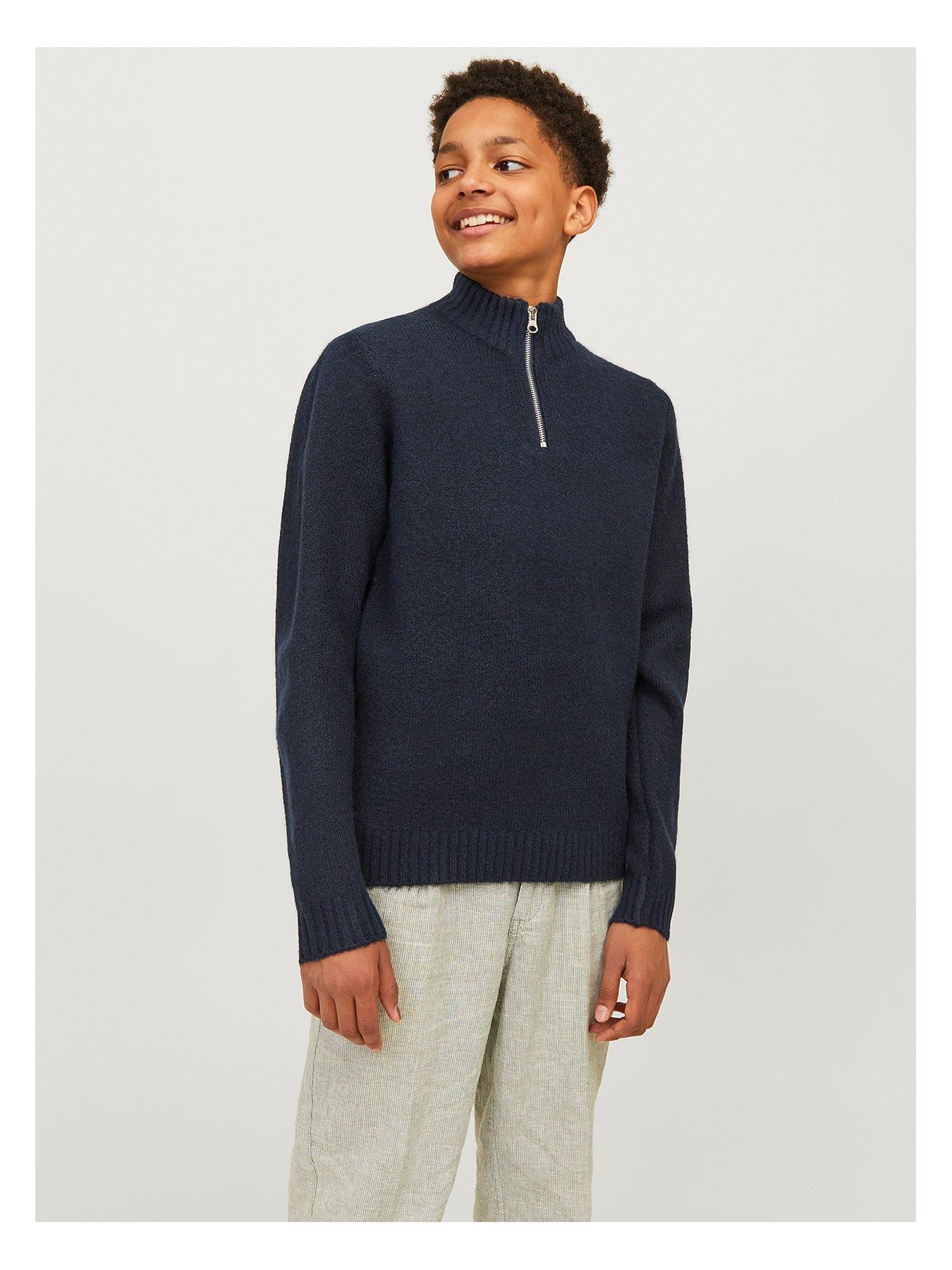Image 1 of 5 of Jack & Jones Junior Boys Ollie Half Zip Knitted Jumper - Navy