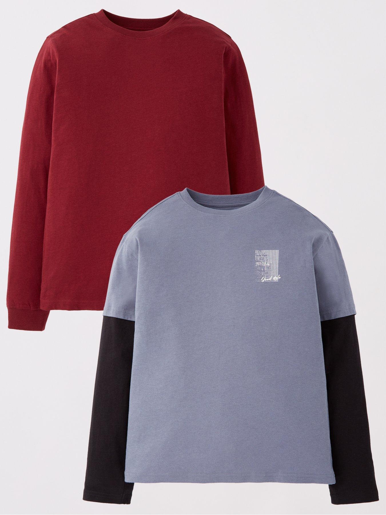 Image 1 of 3 of V by Very Boys 2Pk Longsleeve Double Layer T Shirts - Multi