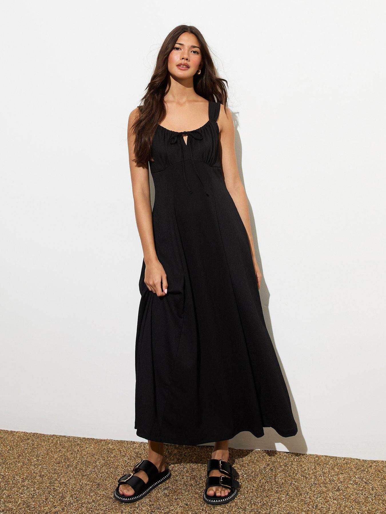 new-look-black-crinkle-square-neck-midi-dressfront