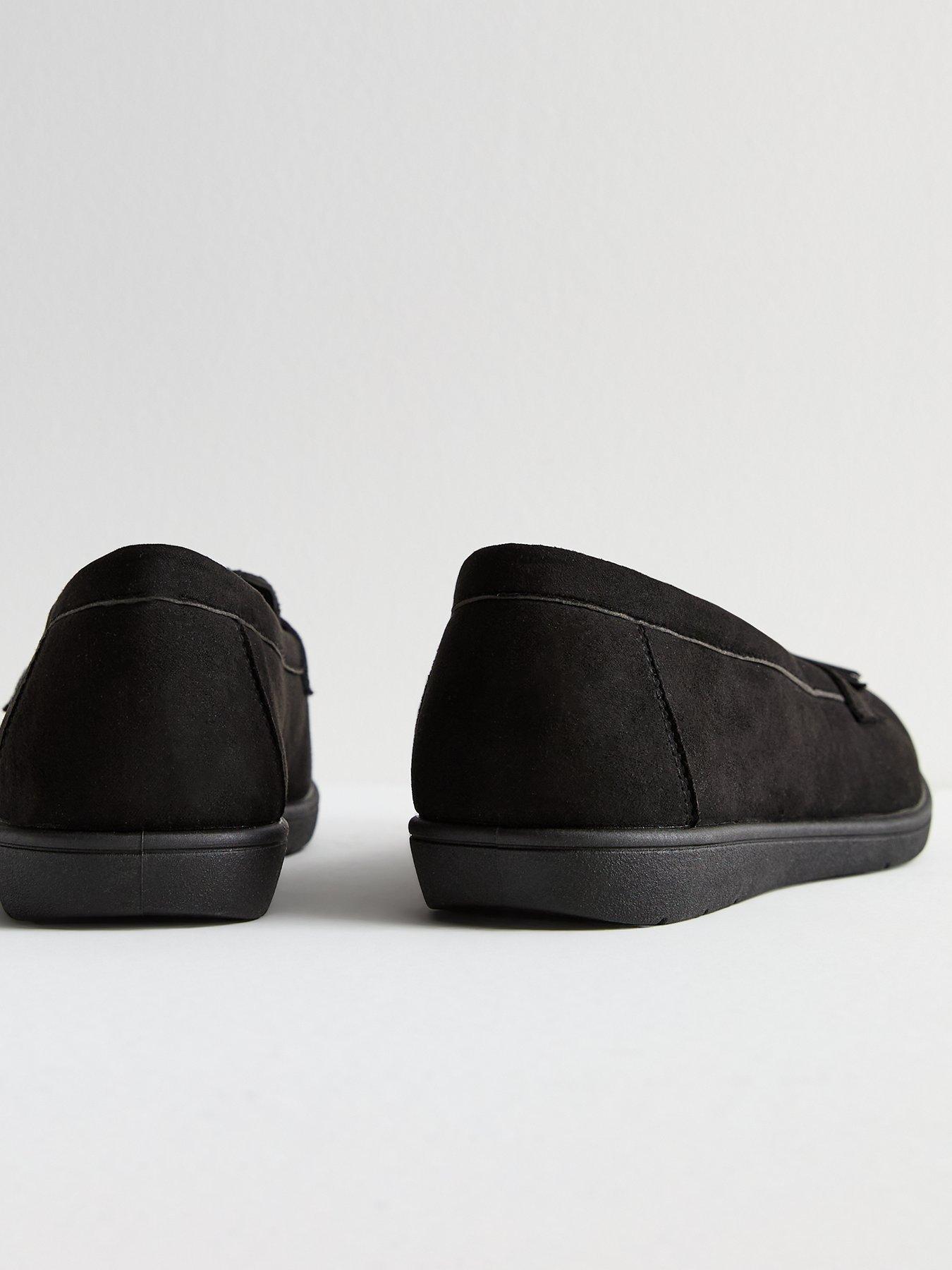 new-look-wide-fit-black-suedette-tassel-loafersback