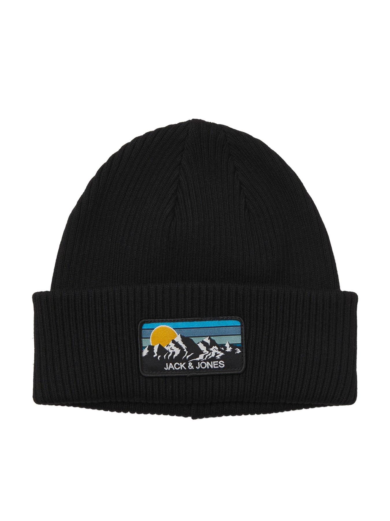 jack-jones-junior-boys-peak-beanie-hat-blackfront